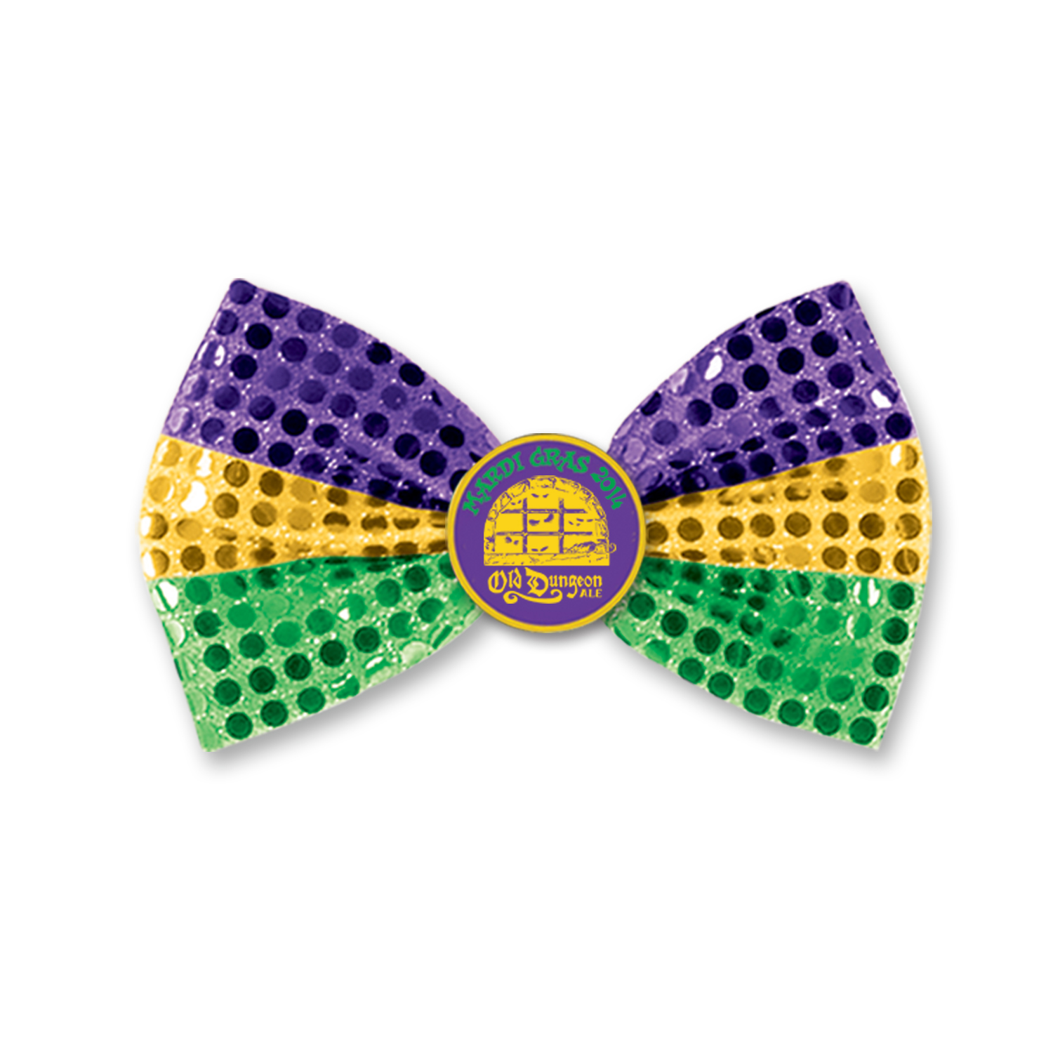 3" x 6-1/2" Glitz 'N Gleam Mardi Gras Bow Tie w/ Custom Printed Faux Leather Icon 3