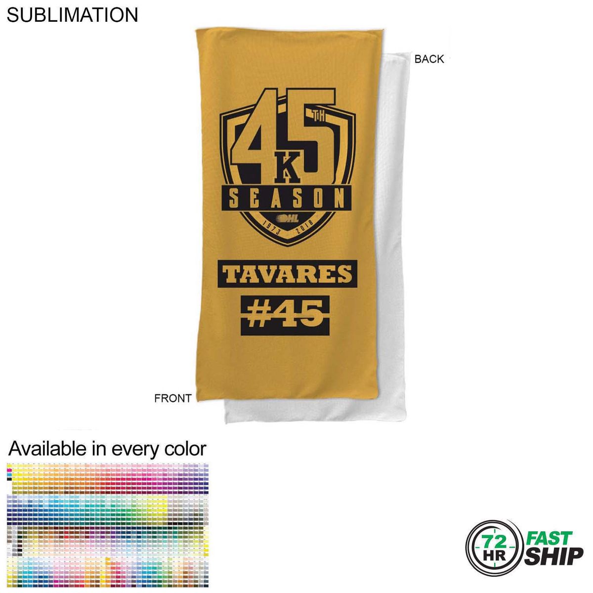 fiel 72 Hr Fast Ship - Team Towel in Microfiber Dri-Lite Terry 22x44 Sublimated Bench shower towel #SU463W-18