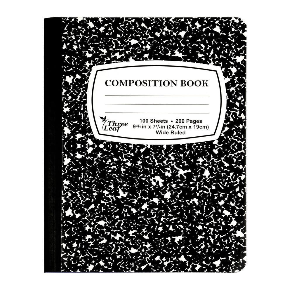 Marbled Wide-Ruled Composition Notebooks - 100 Sheets Black 3