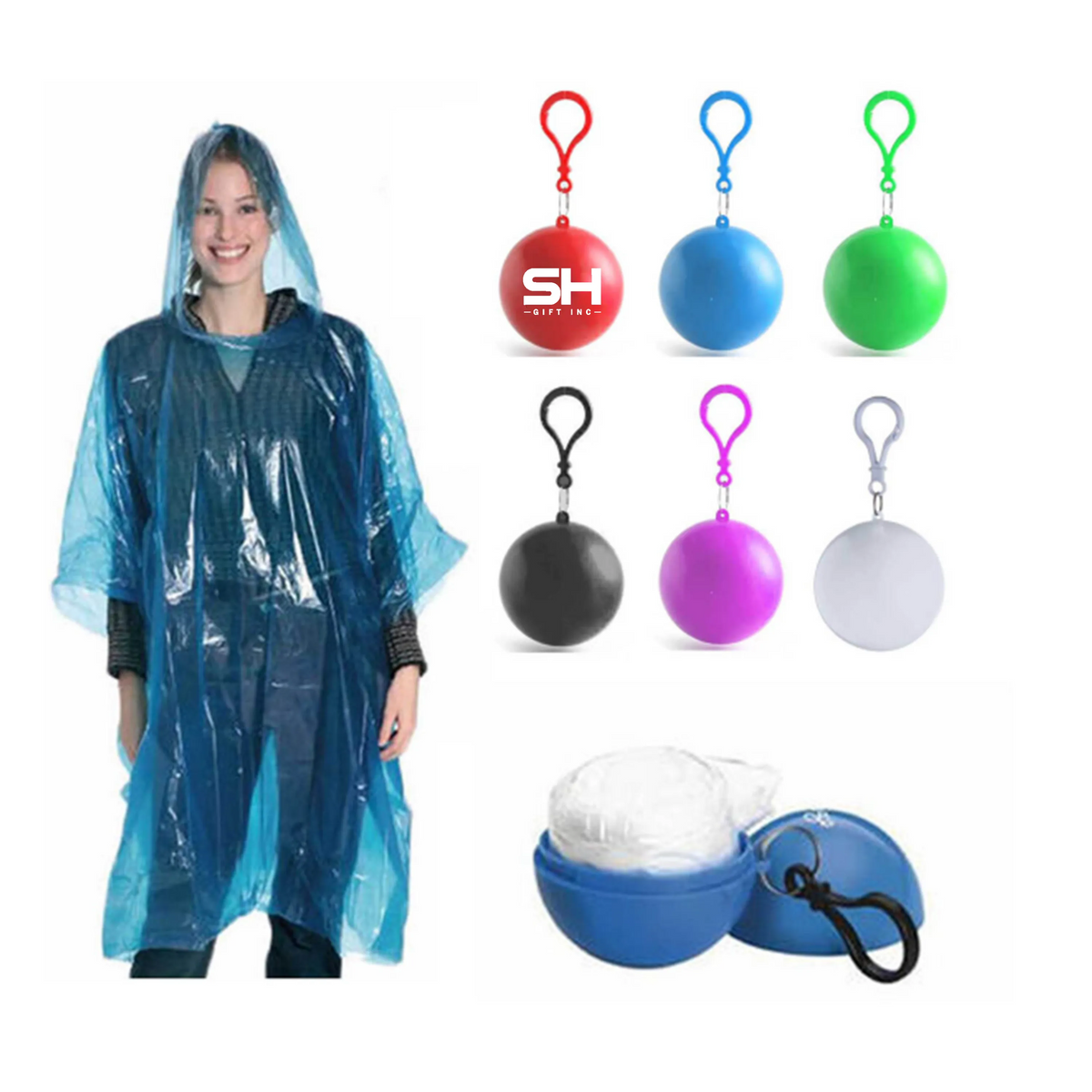 Disposable Portable Raincoat Poncho Ball Keychain