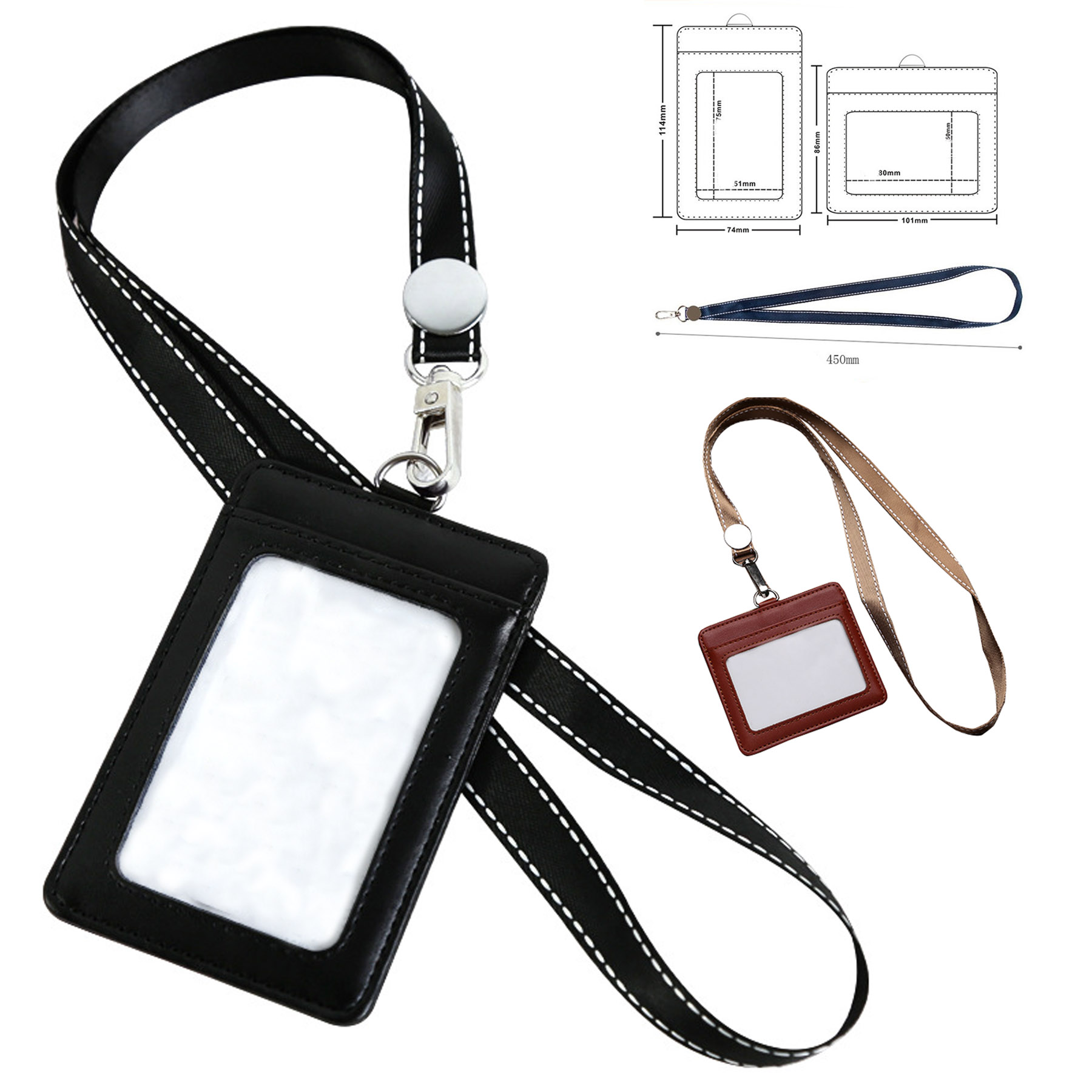 Leather Badge Holder With Lanyard