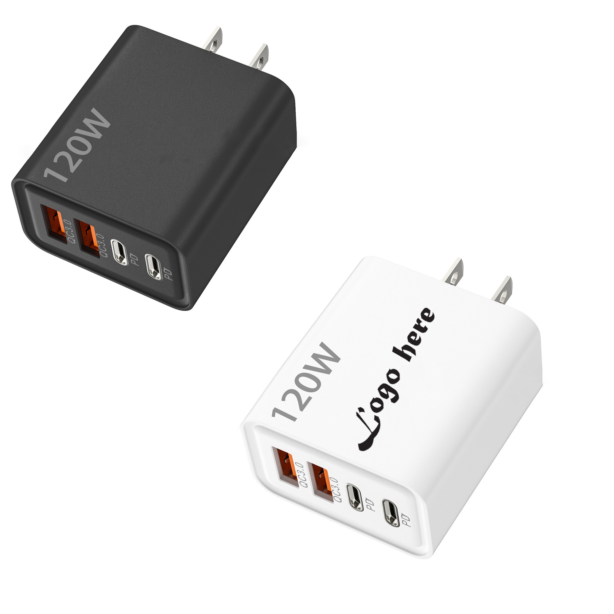 4-Port 120W Fast Charging Block Dual USB-C And USB-A dapter 4