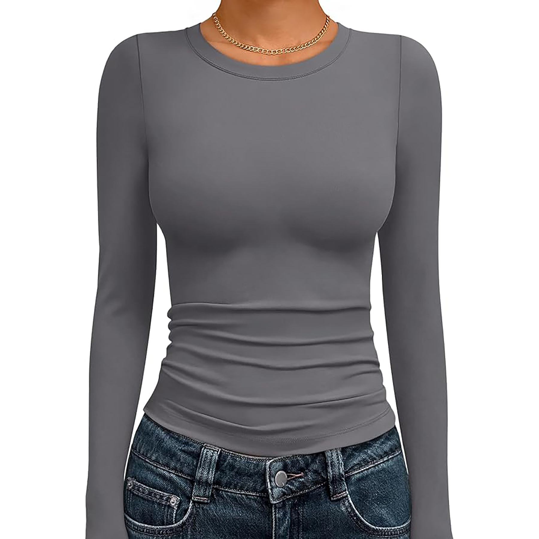 Women's Basic Round Neck Crop Top 70