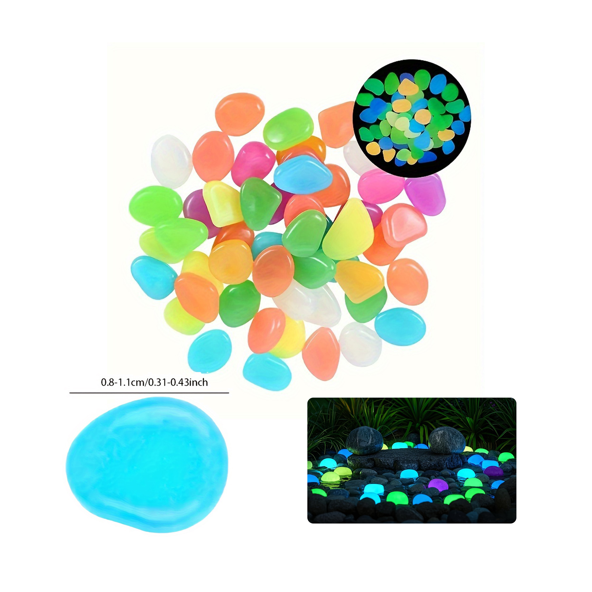 Glow In The Dark Pebble Stones (50 Pcs) 2