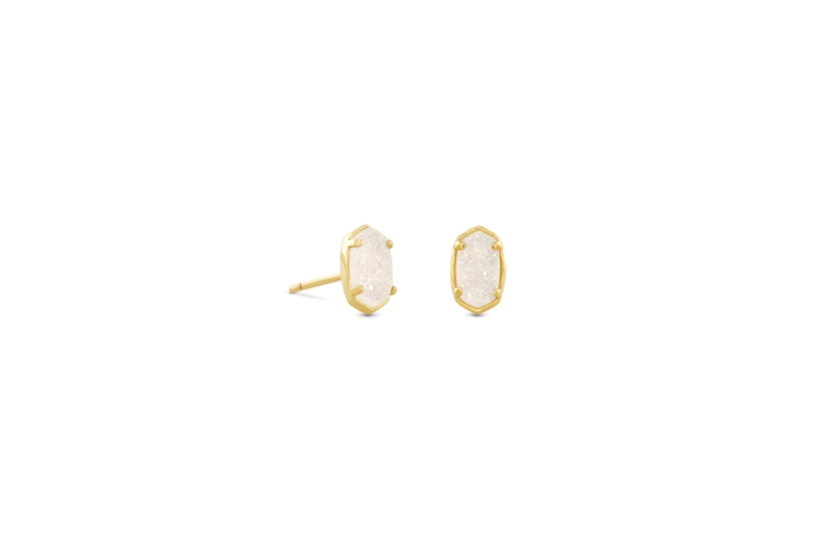 Kendra Scott Emilie Gold Stud Earrings in Iridescent Drusy 4
