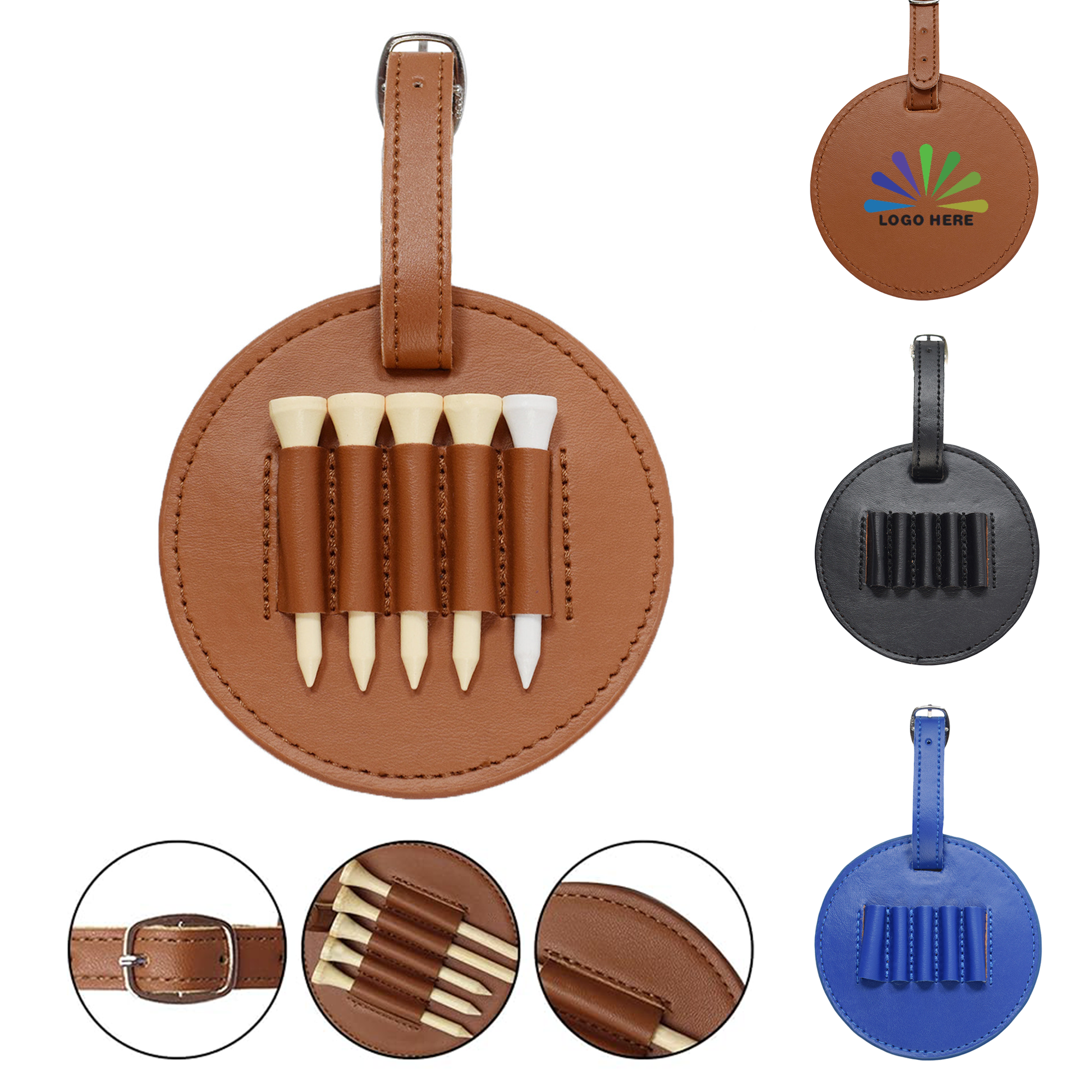Portable Golf Tee Leather Bag 7