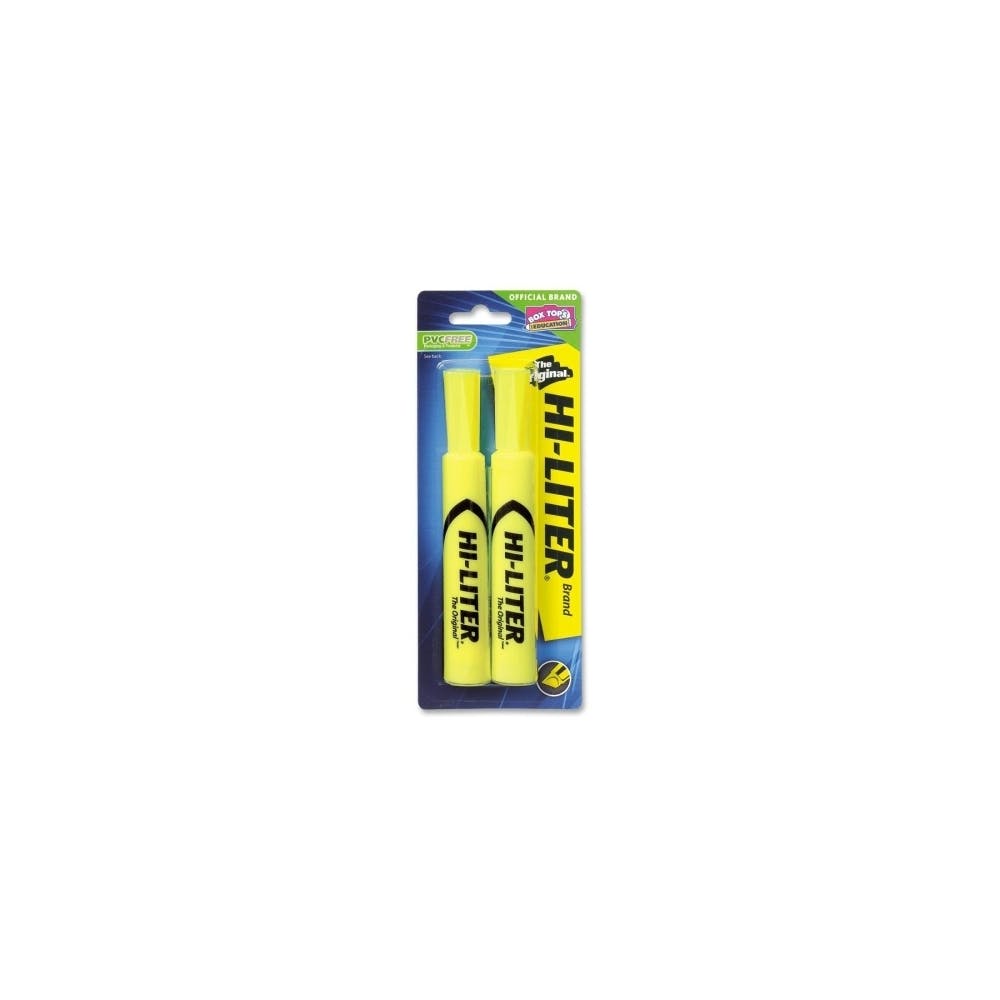 Highlighters - Fluorescent Yellow Chisel Tip 2 Pack 3