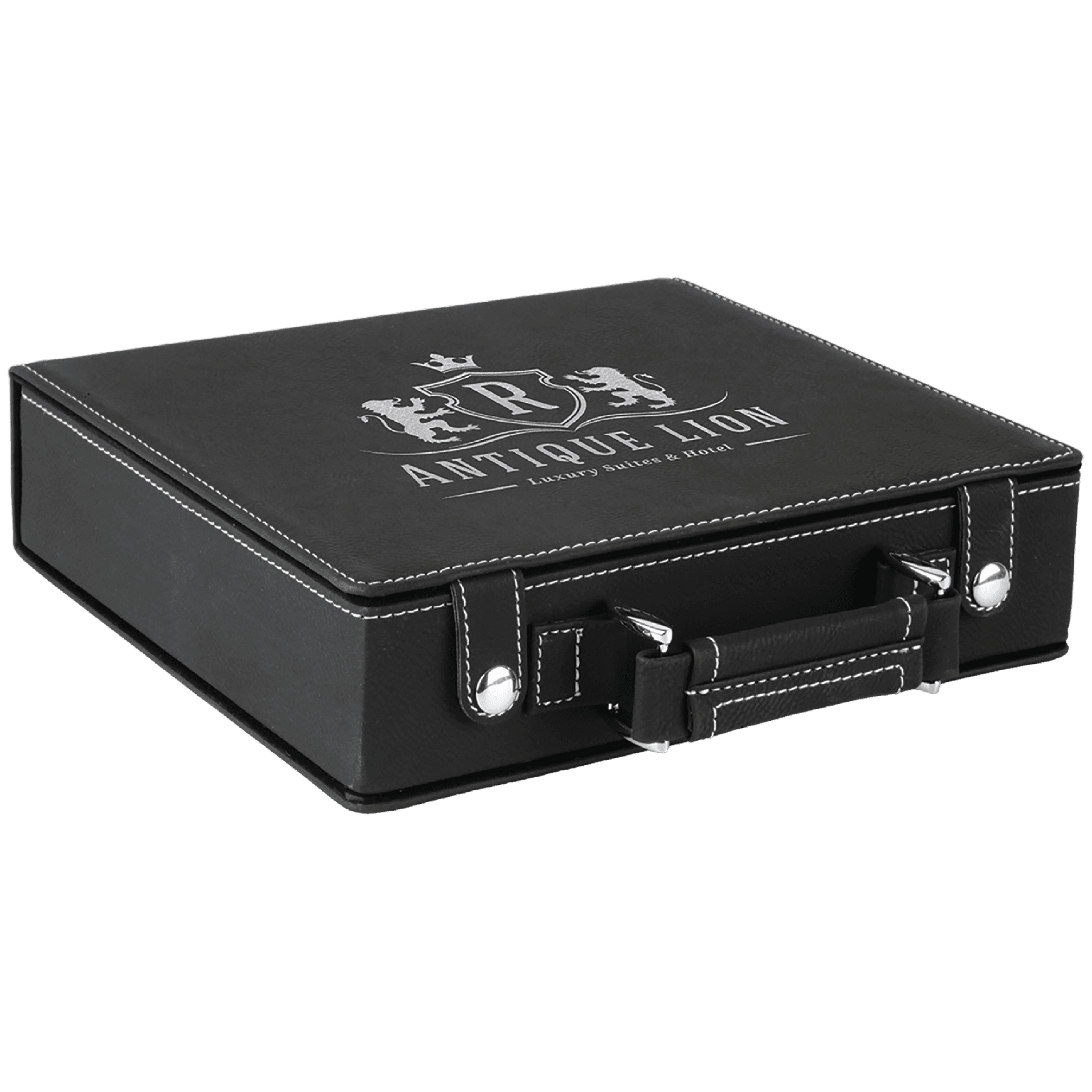 Black/Silver Leatherette 100 Chip Poker Set 13
