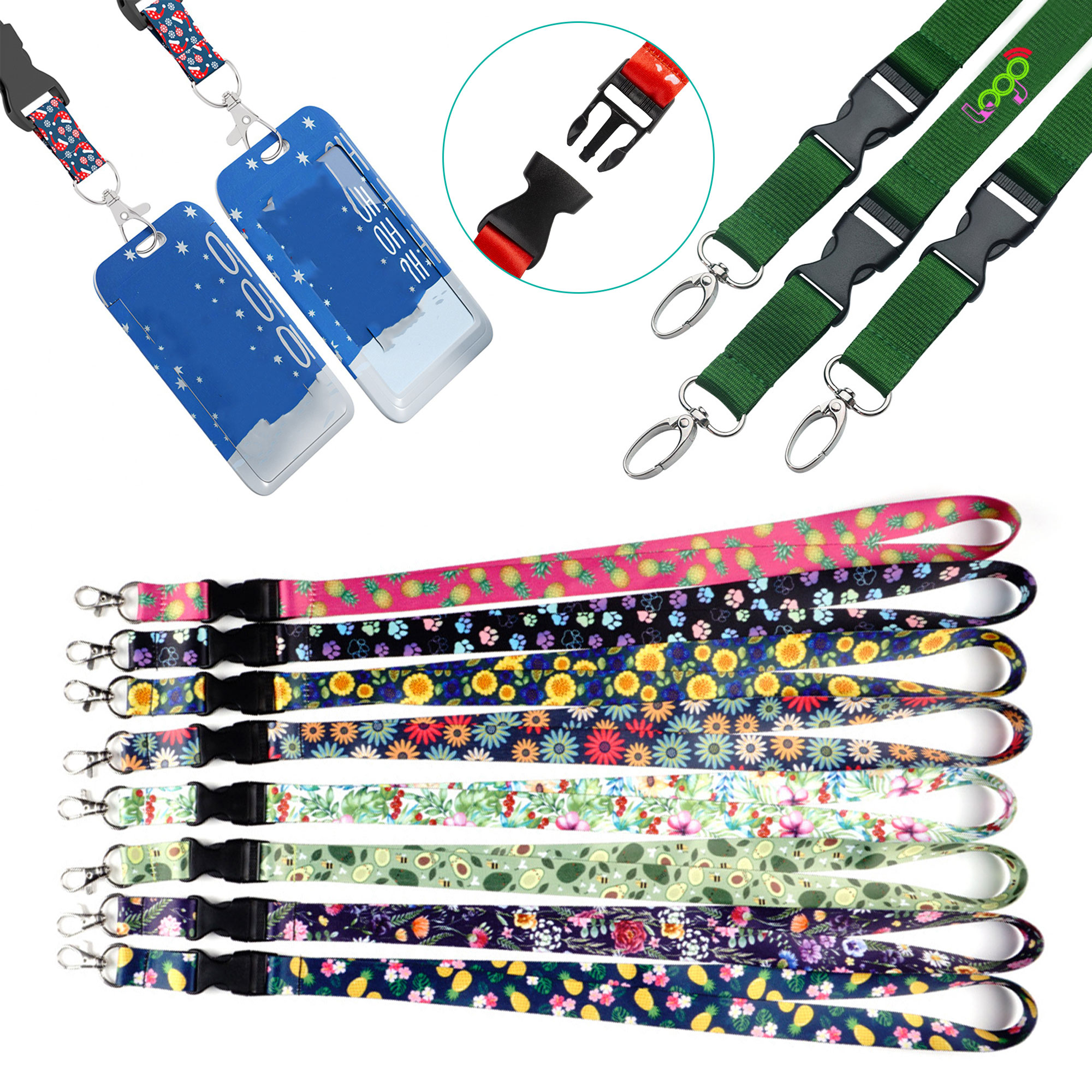 Neck Strap Lanyard with Detachable Buckle and Metal Hook