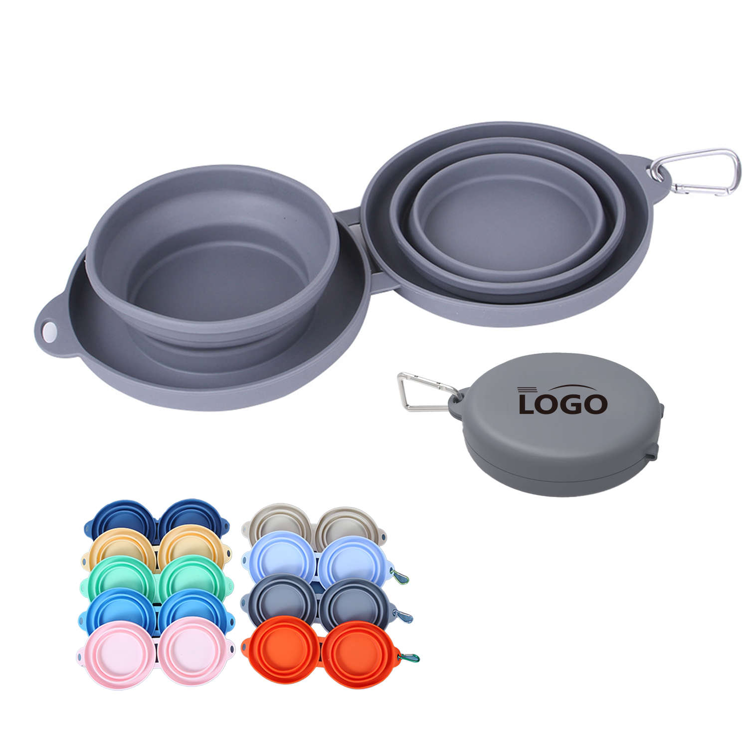 Portable 2-in-1 Pet Bowl with Carabiner Clip 2
