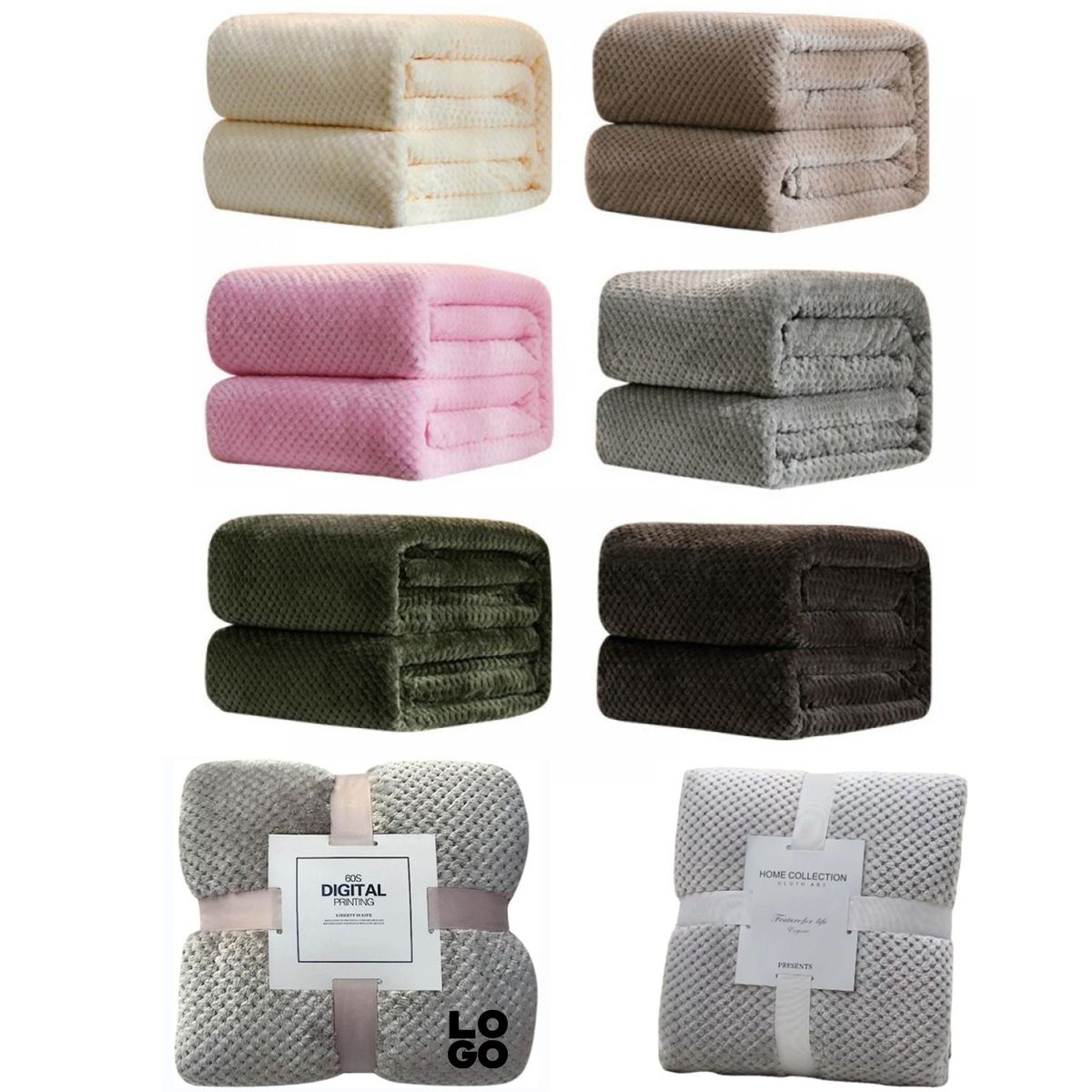 Large Mesh Flannel Throw Blanket