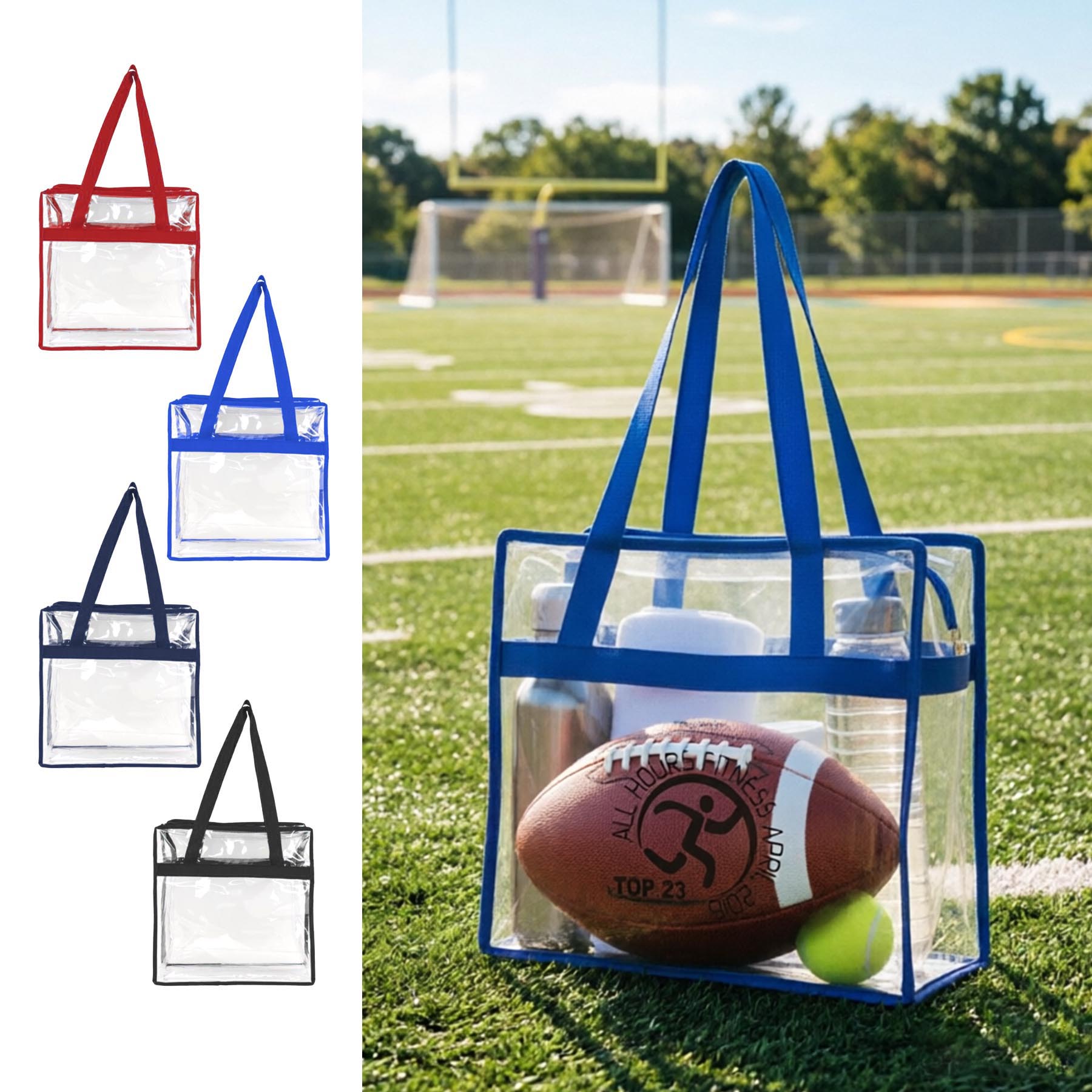 Basic Clear Stadium Security Zipper Tote