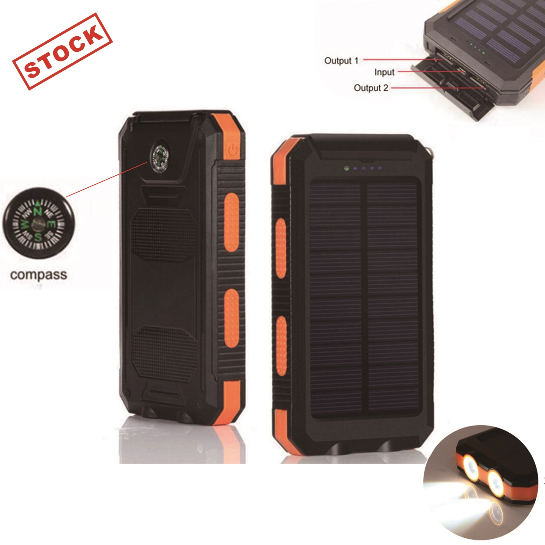 Quick Shipping 10,000mAh Waterproof Solar Power Bank 18