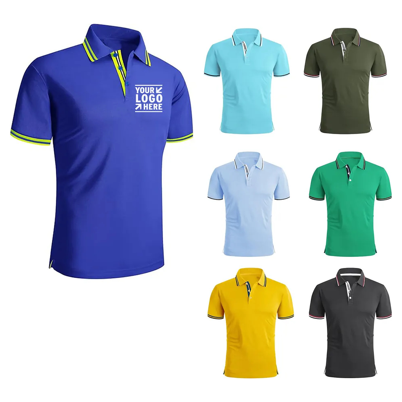 Men's Short Sleeve Ventilated Athletic Golf Polo T-Shirt