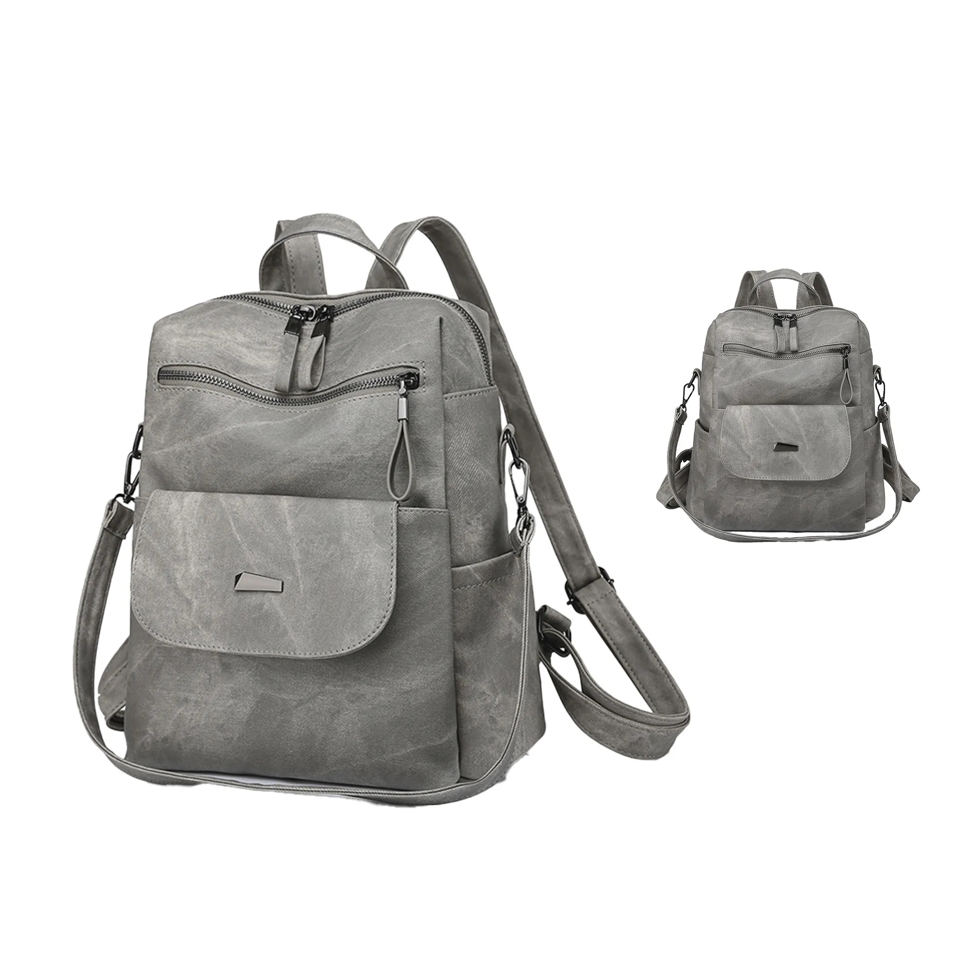 PU Leather Convertible Backpack 19