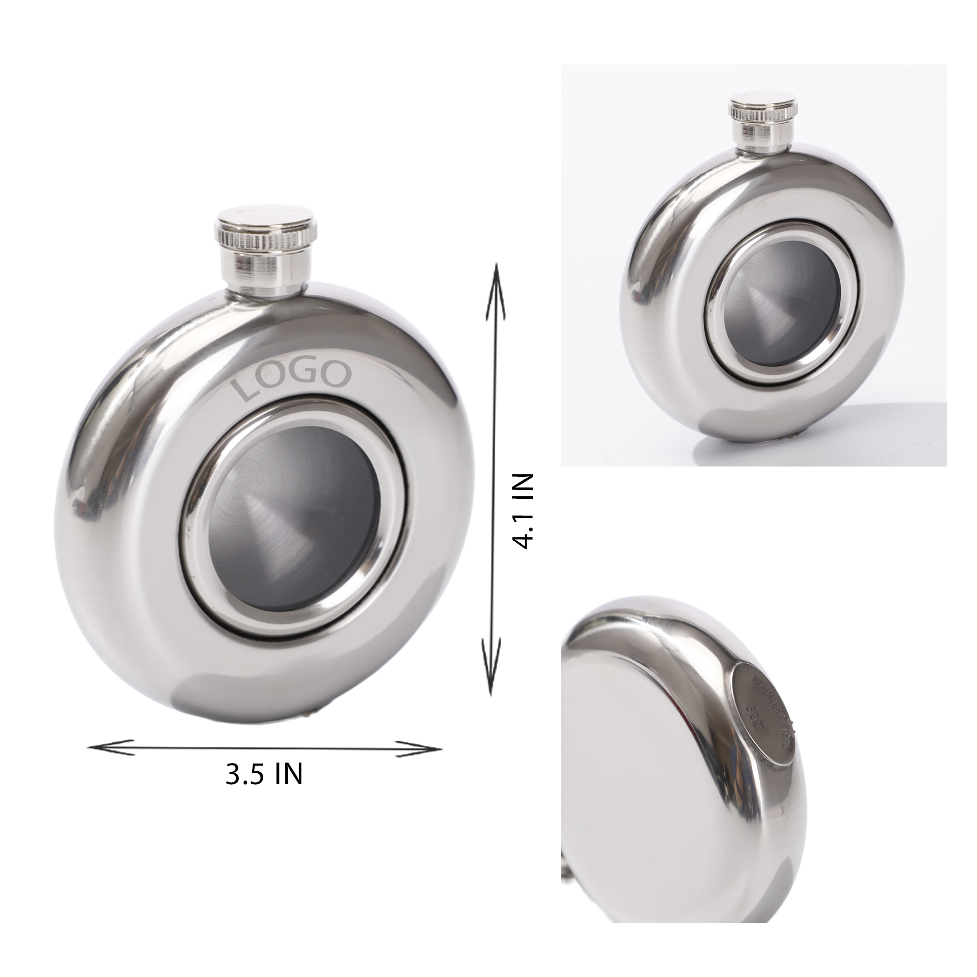 MOQ 10 PCS Versatile 5oz Stainless Steel Hip Flask 3