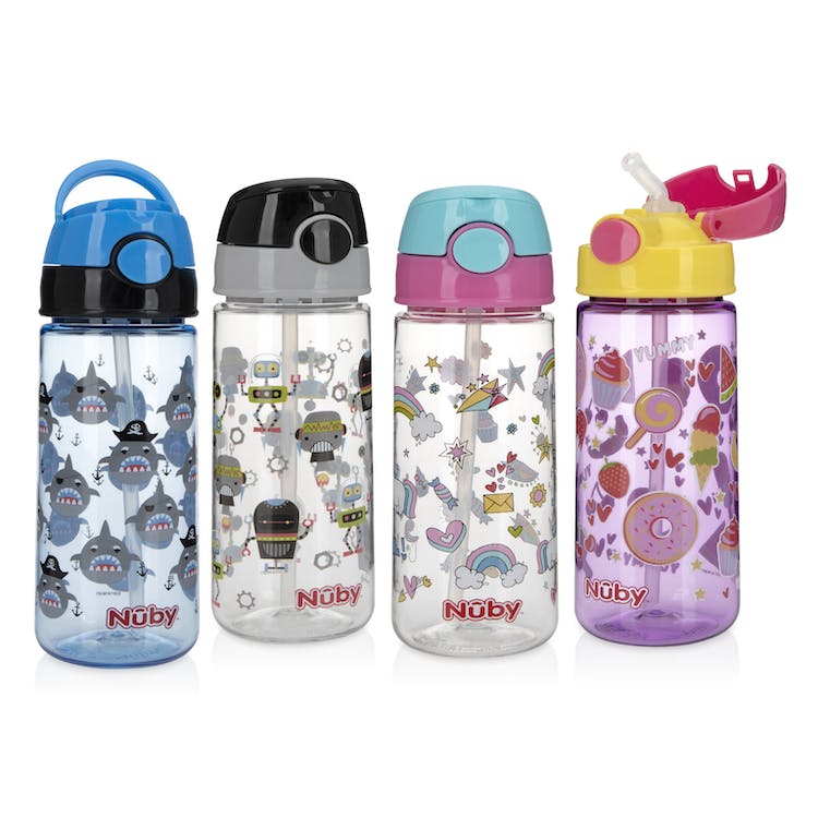 Nuby Flip-it Printed Cups w/Push Button Cap - 18 oz 18M+ 2-pack 3