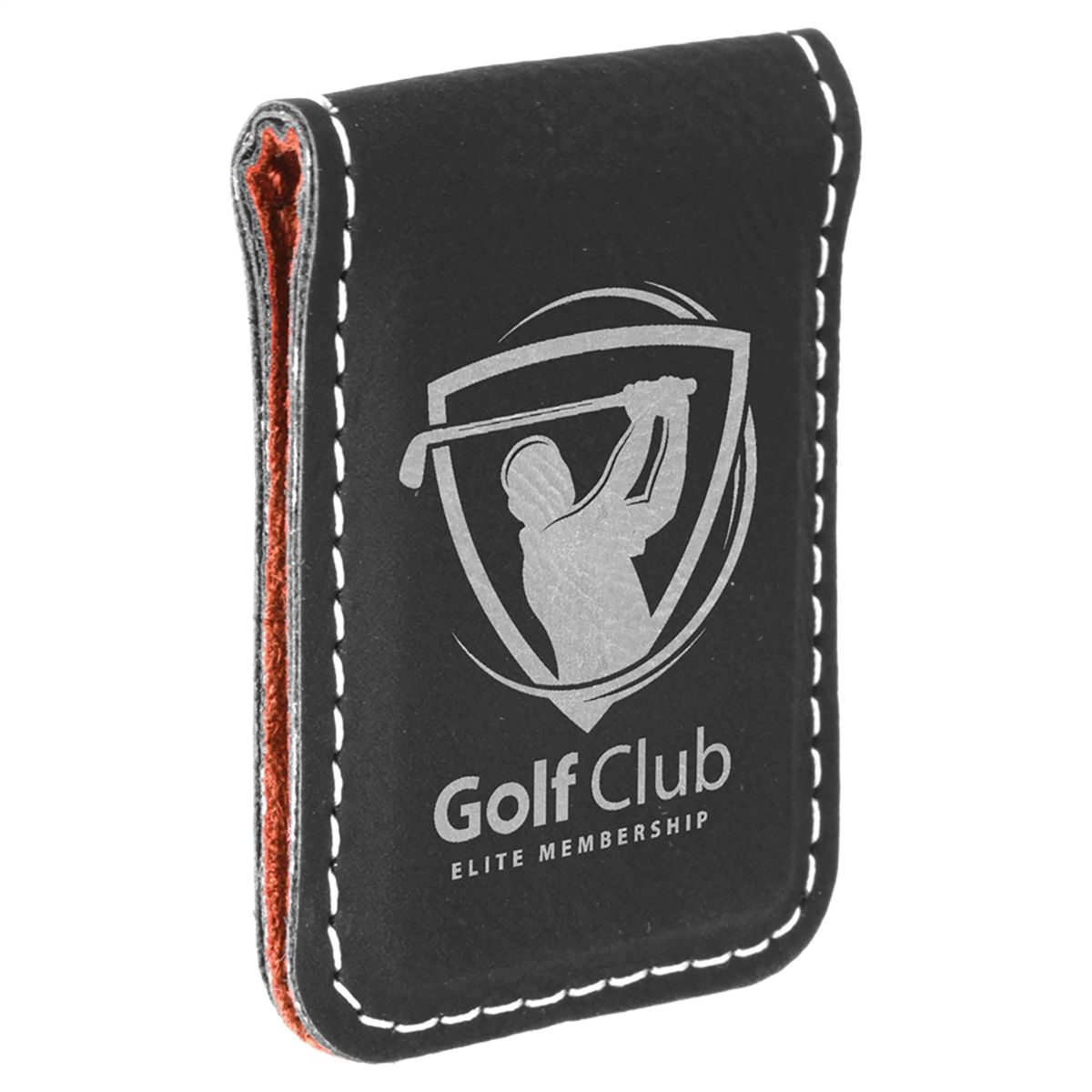 Black/Silver Laserable Leatherette Money Clip 3