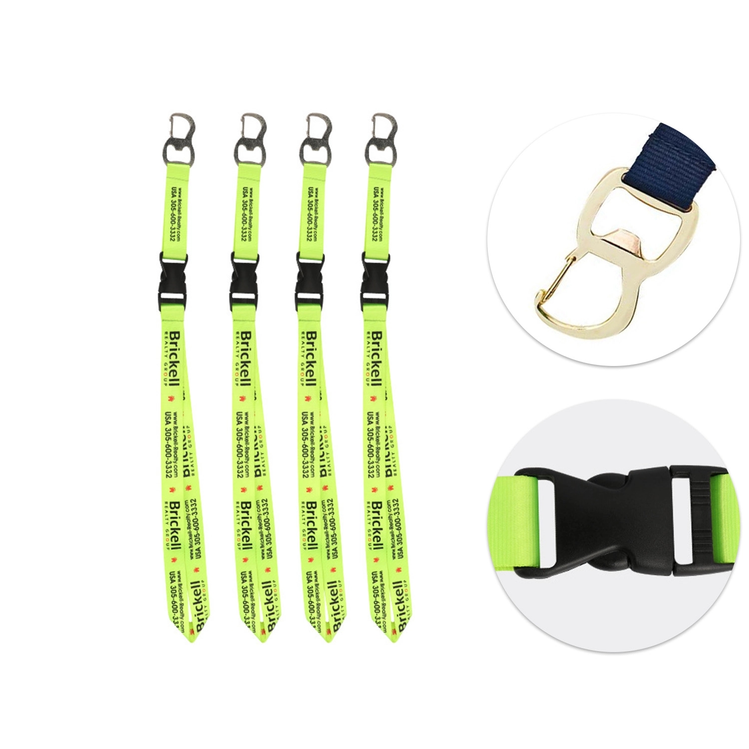 Fluorescent Colour Lanyard W/ Bottle Opener & Buckle Release