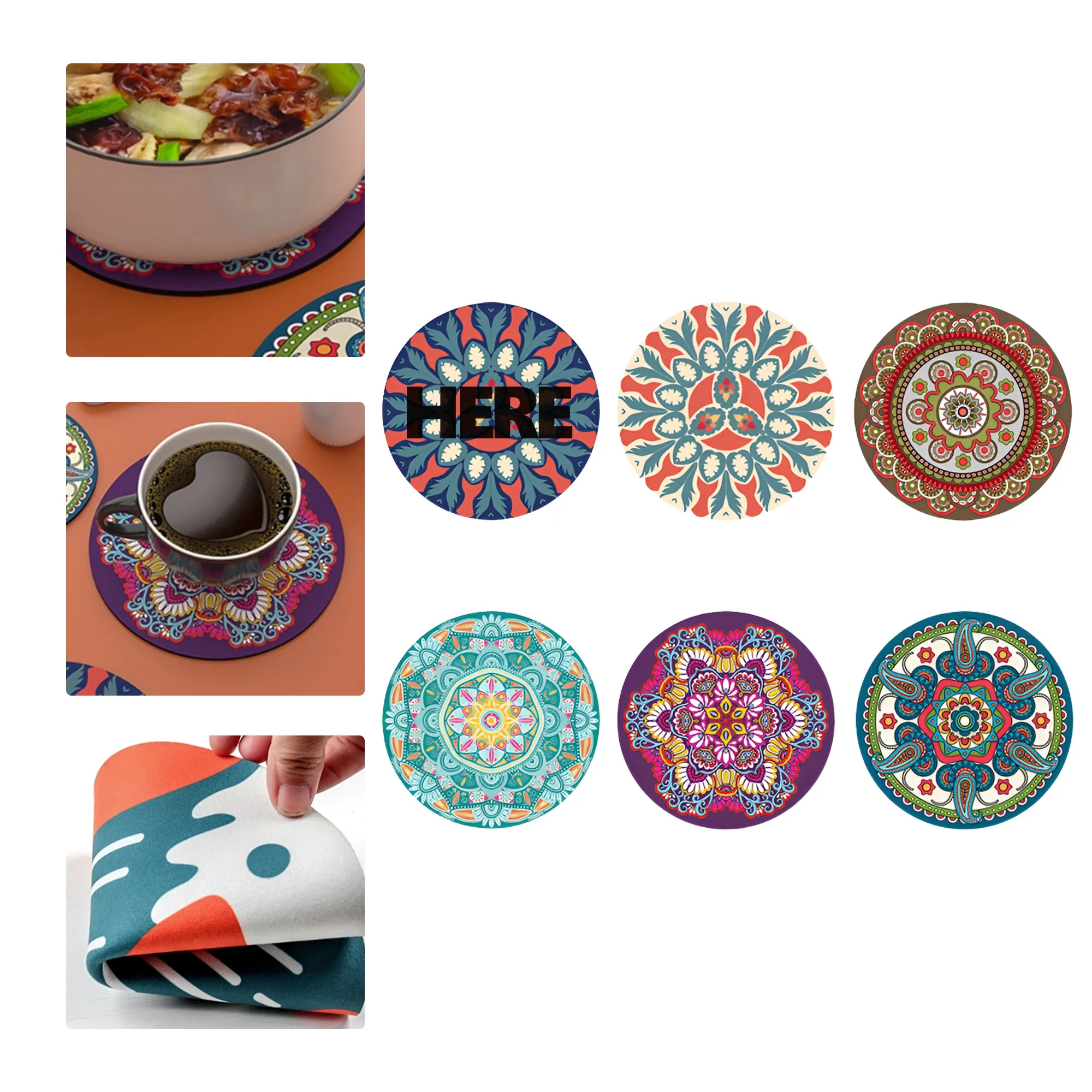 MOQ50 Colorful Heat Resistant Rubber Coaster
