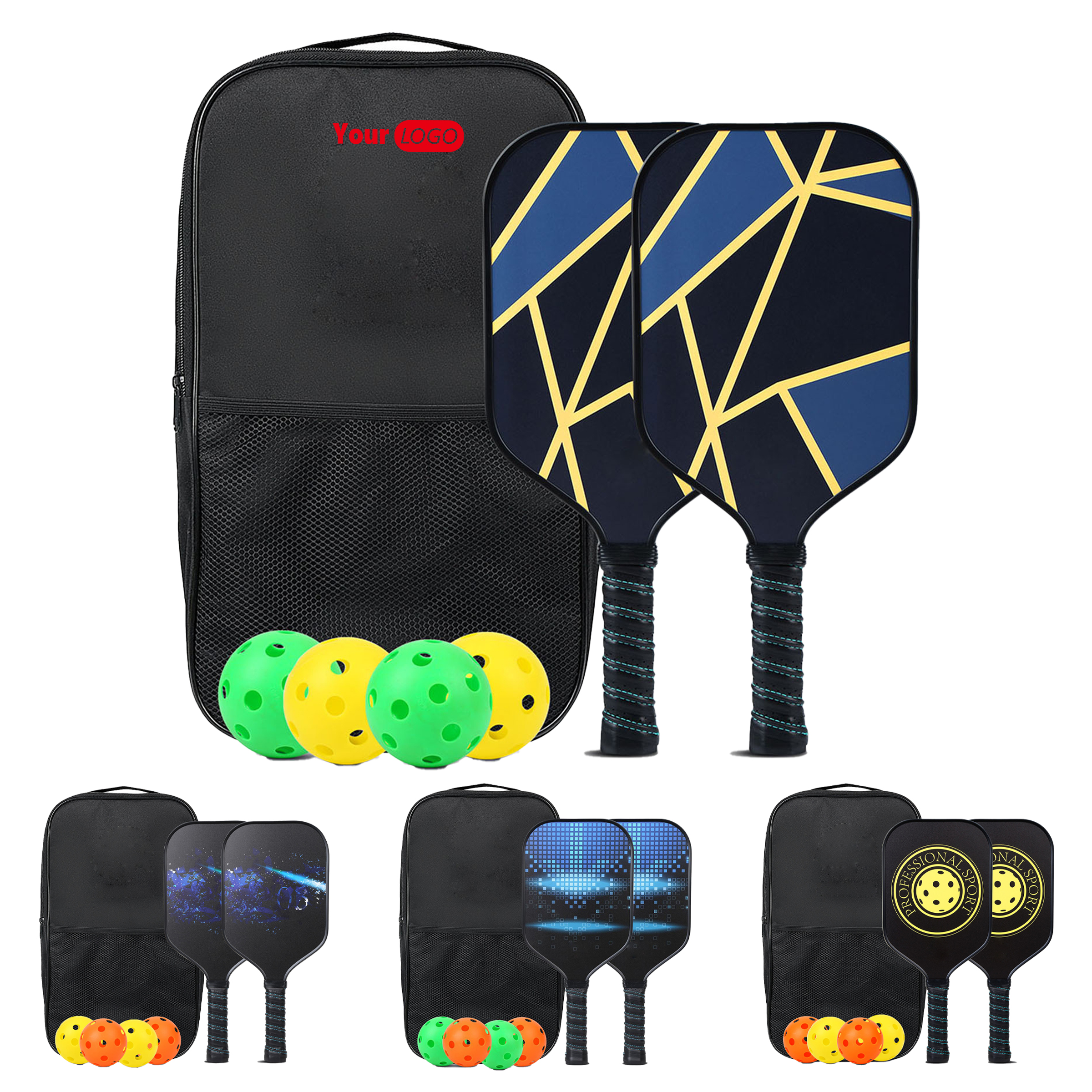 Fiberglass Vibrant Custom Pickleball Set 3
