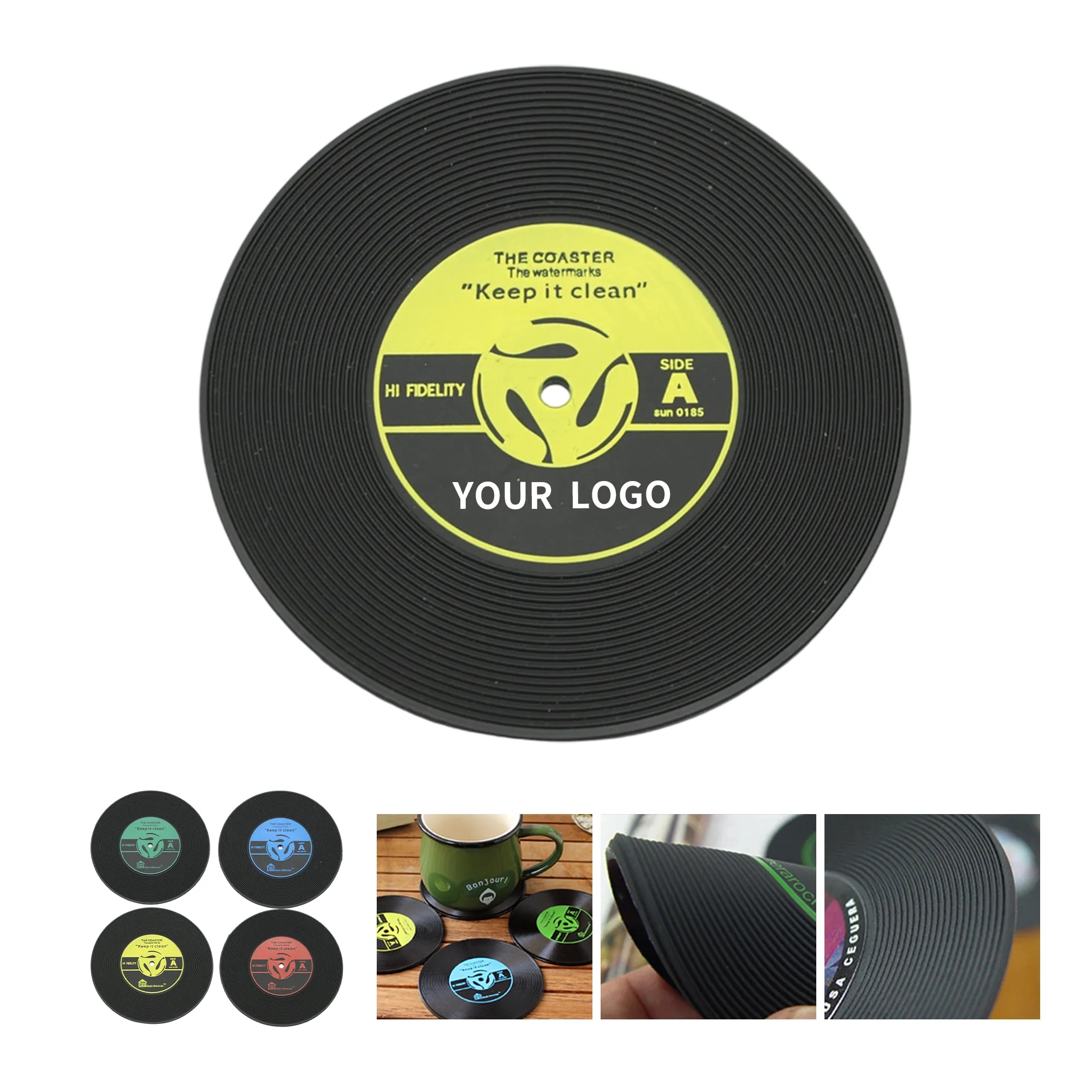 Vinyl Record Coasters 3.9 Inch PVC Durable