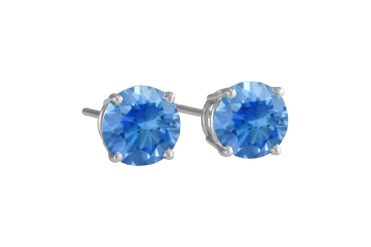 Antwerp Sterling Silver Cubic Zirconia Blue Royal Stud Earrings 3