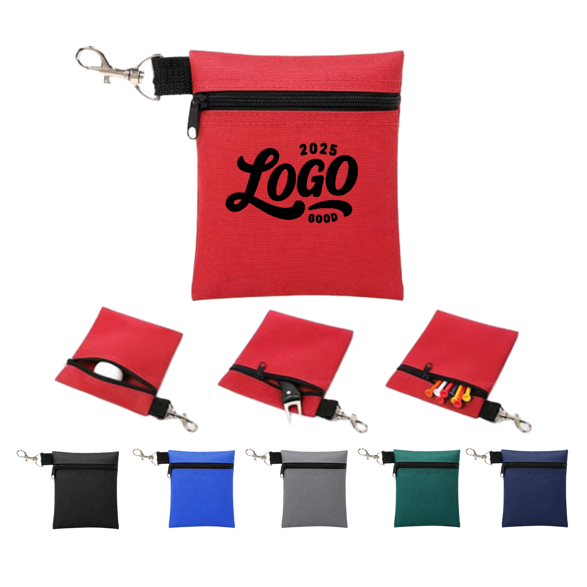 Custom Portable Golf Accessory Bag With Zipper And Clip 3