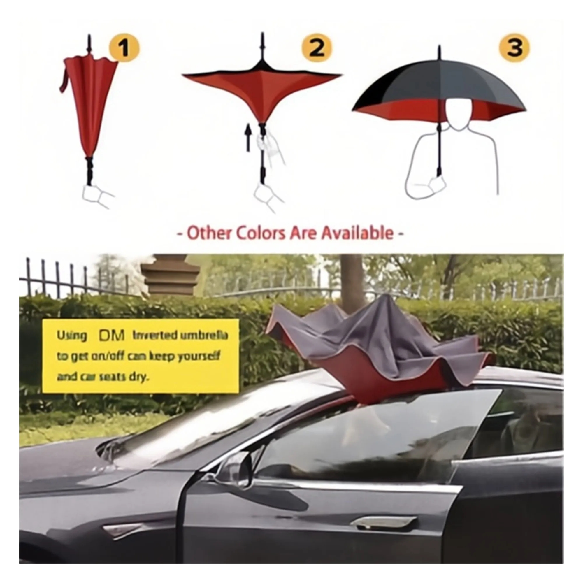 Double Layer Inverted Umbrella With C-Shaped Handle 12