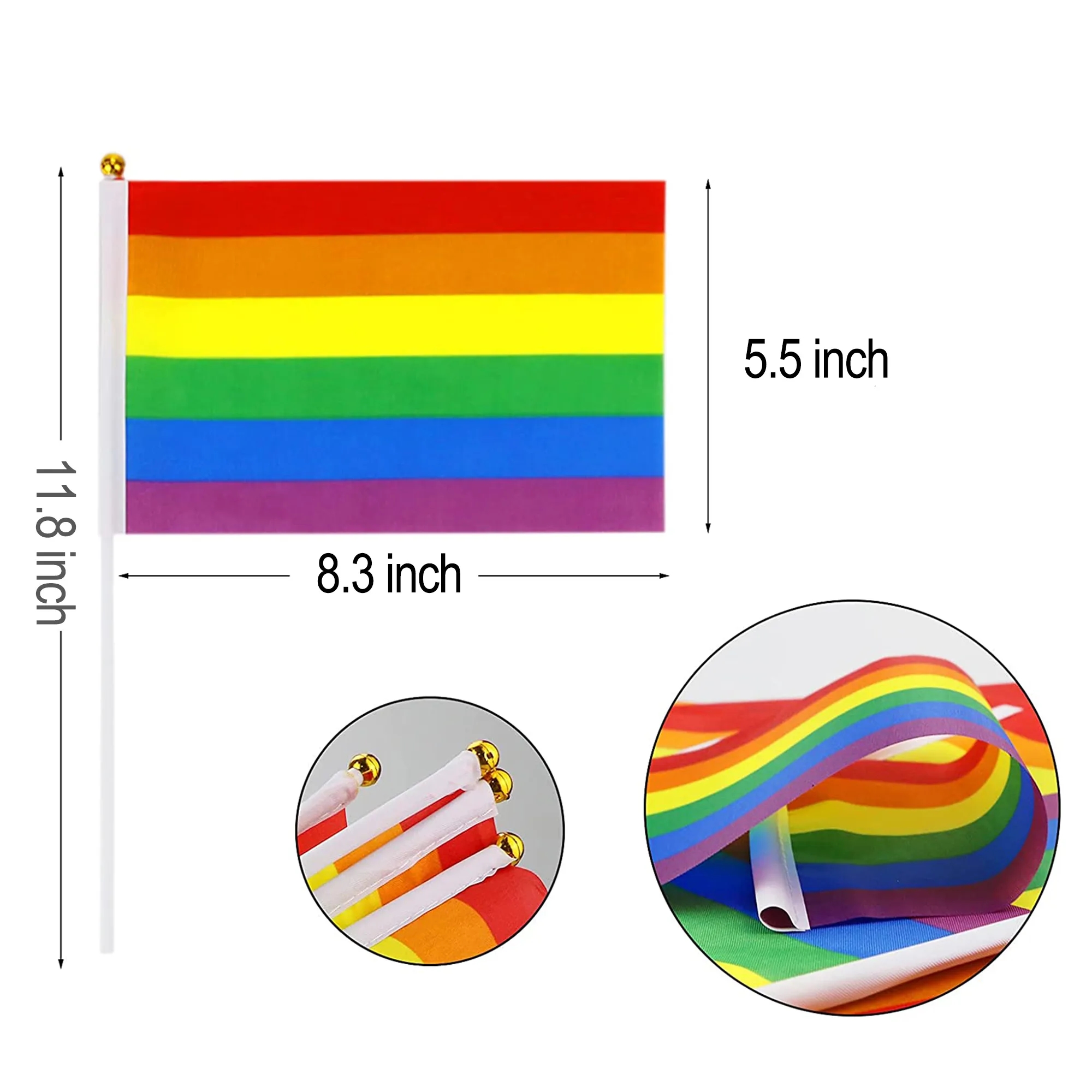 Small Mini Hand Held Rainbow Flag 6