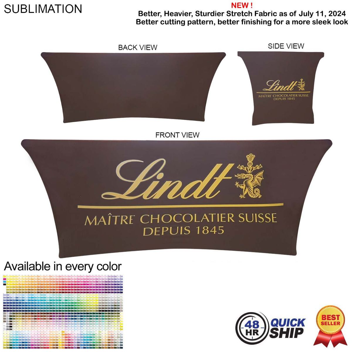 fiel 48 Hr Quick Ship - Sublimated Stretch Curved Fit Table Throw for 6ft table 4 sided Closed Back #SU544-3