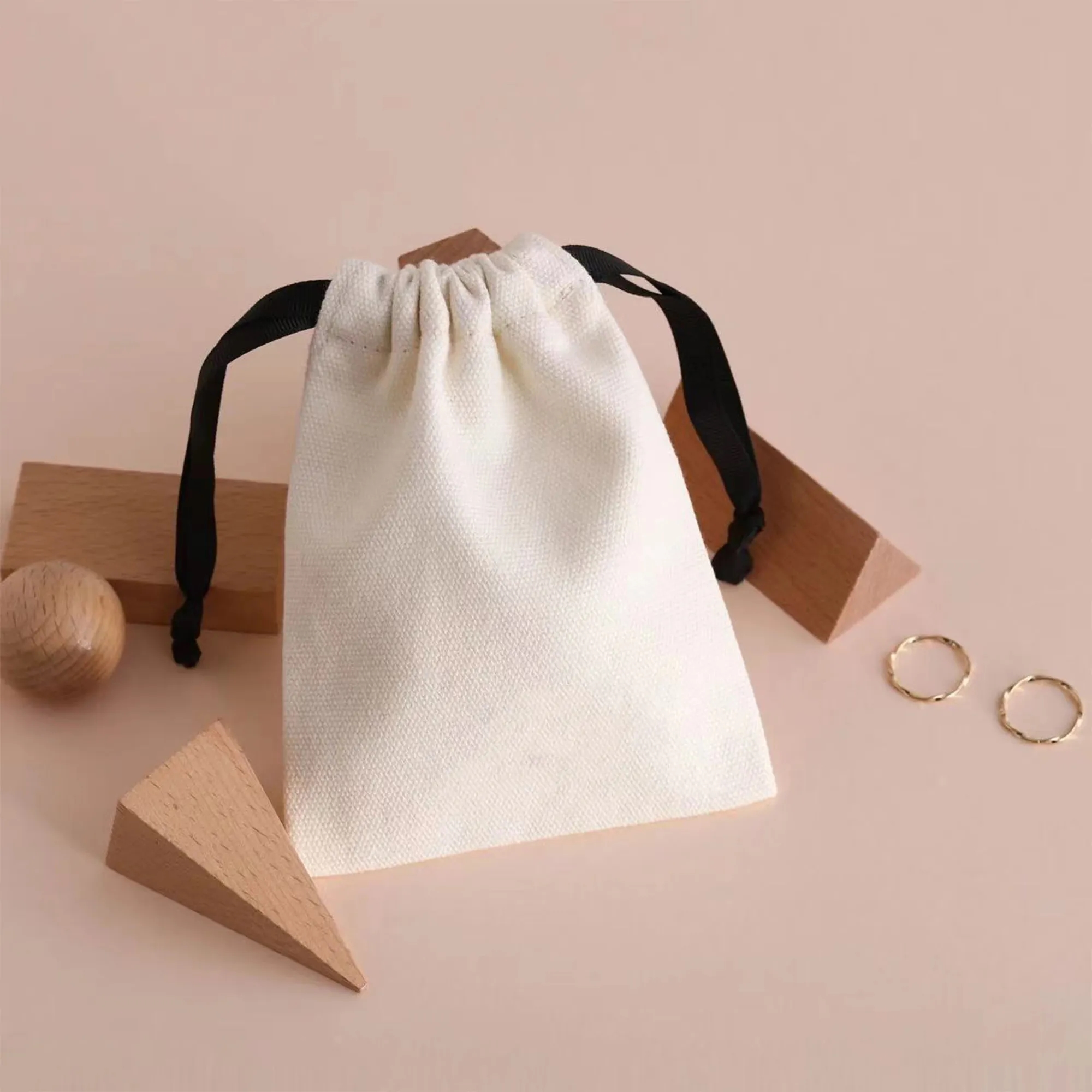 Customizable Canvas Drawstring Bag - 5.1" x 7.1" 8