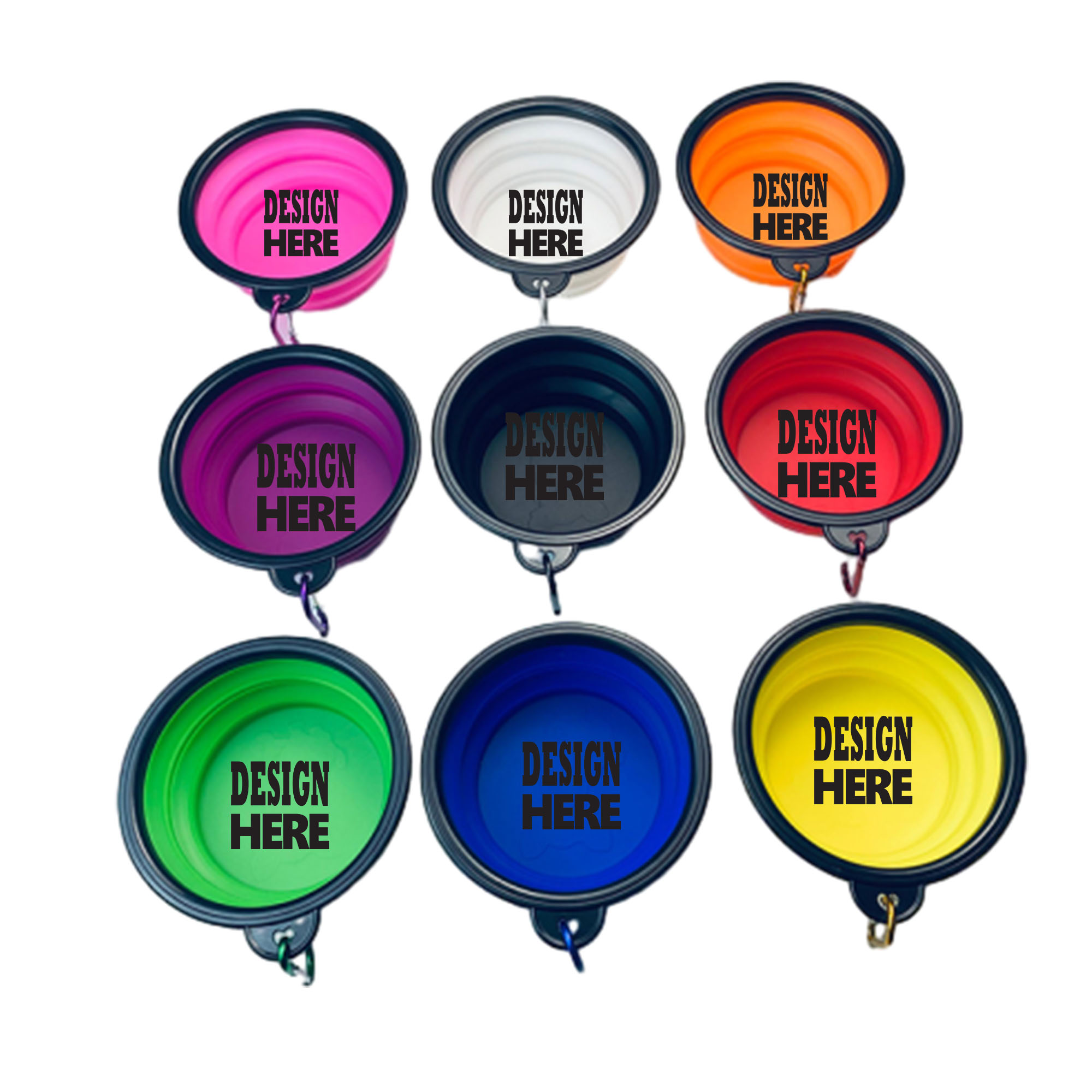 Customizable Foldable Colorful Portable Pet Bowl 2
