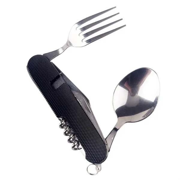 Custom Stainless Steel 6-in-1 Folding Cutlery Set — Portable Outdoor Dining Essential 3