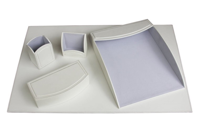 Dacasso Colors 5 Pieces Leatherettee Desk Set White