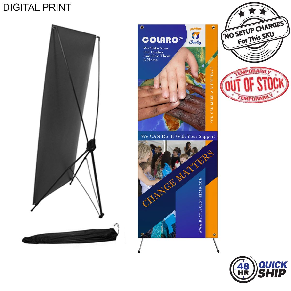 fiel 48 Hr Quick Ship -Economy Cost Effective Advertising Banner with Graphics X-Stand NO SETUP CHARGE #DP651-3