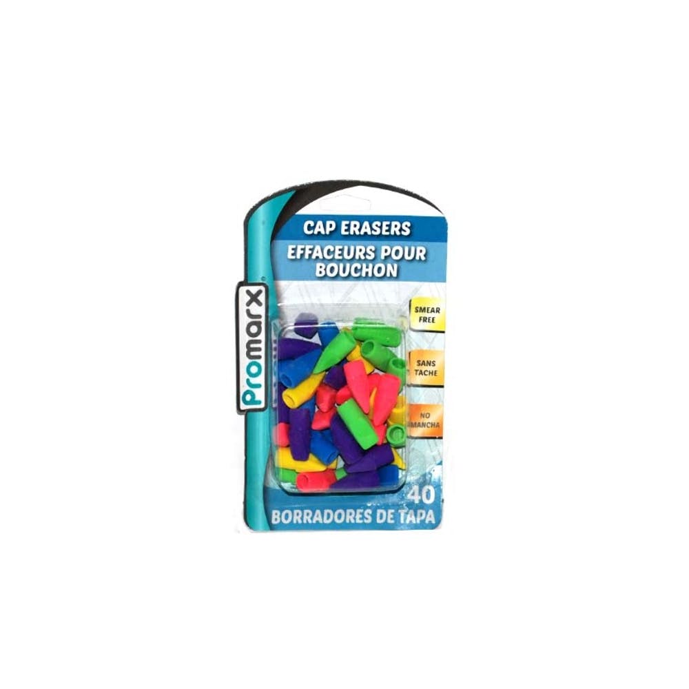 Pencil Cap Erasers - 40 Pack Assorted 3