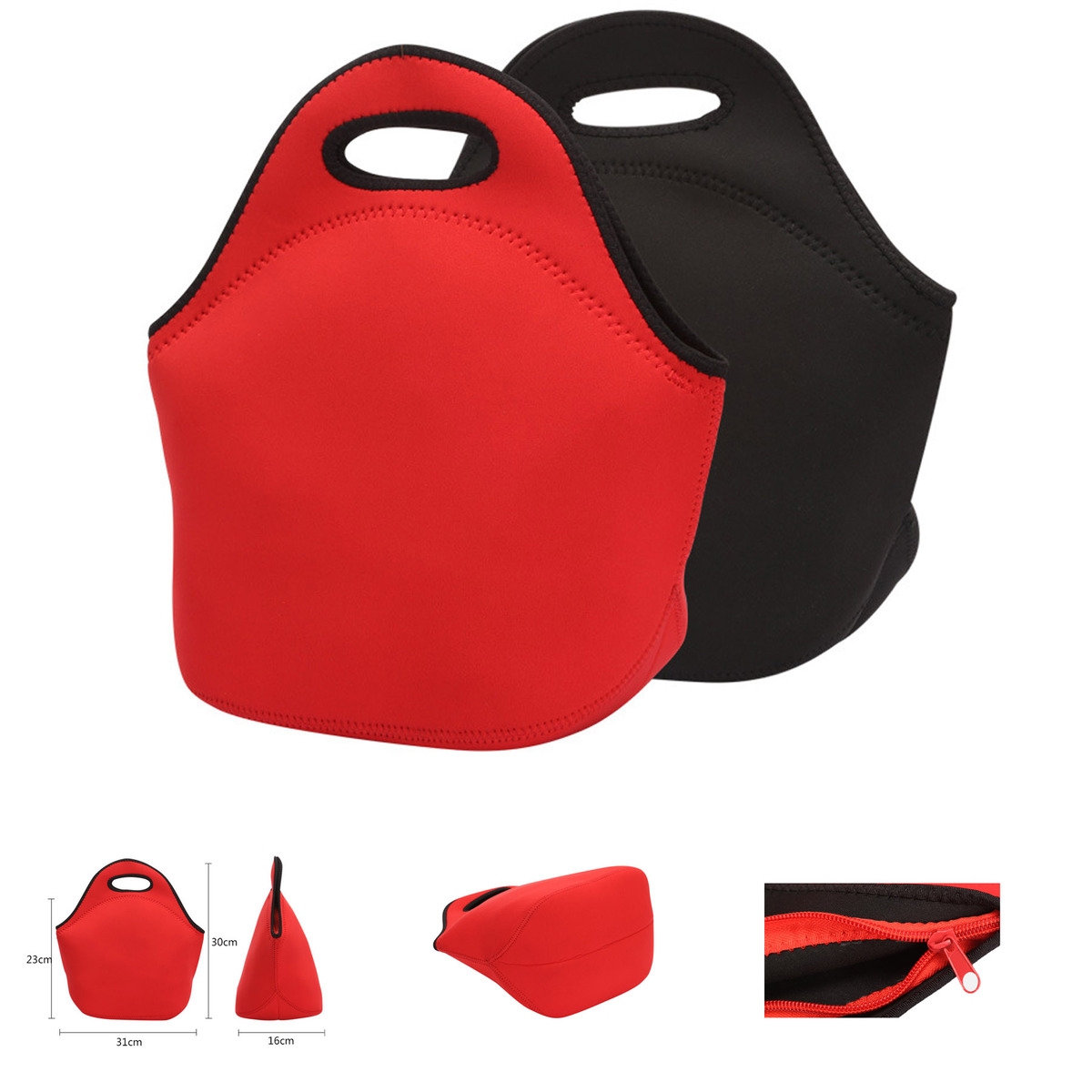 Zippered Neoprene Lunch Tote Bag