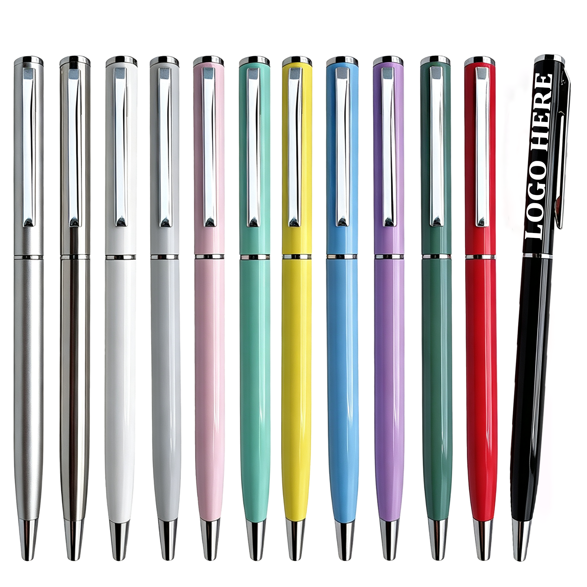 Laser Engraved Logo Slim Twist Metal Pen 2