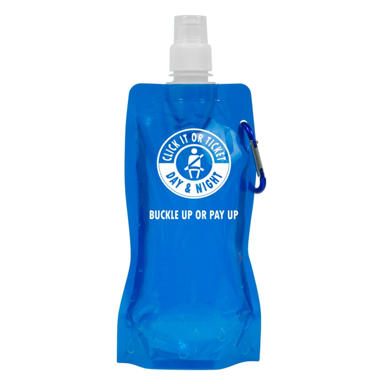 "Roll Up" 18 oz Foldable and Reusable Water Bottle with Matching Carabiner 16