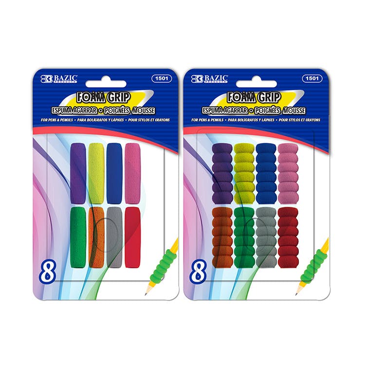 Pencil/Pen Grips - 8 Count Assorted Colors & Designs 3