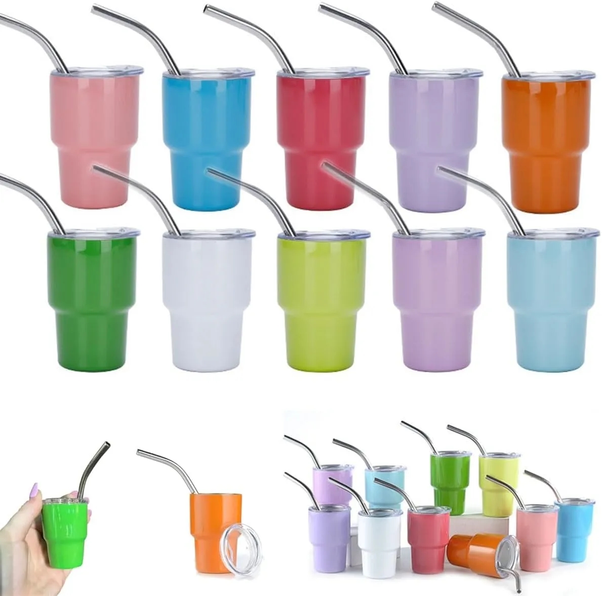 2oz Tumbler Shot Glass for Sublimationwith lids and straws