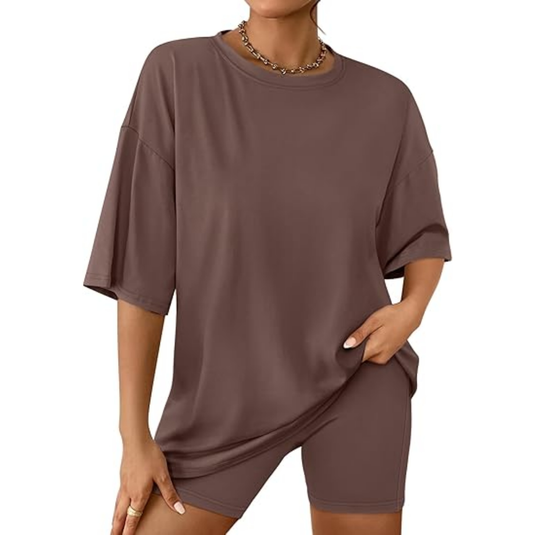 Womens Summer Oversized Tshirts Biker Shorts 25