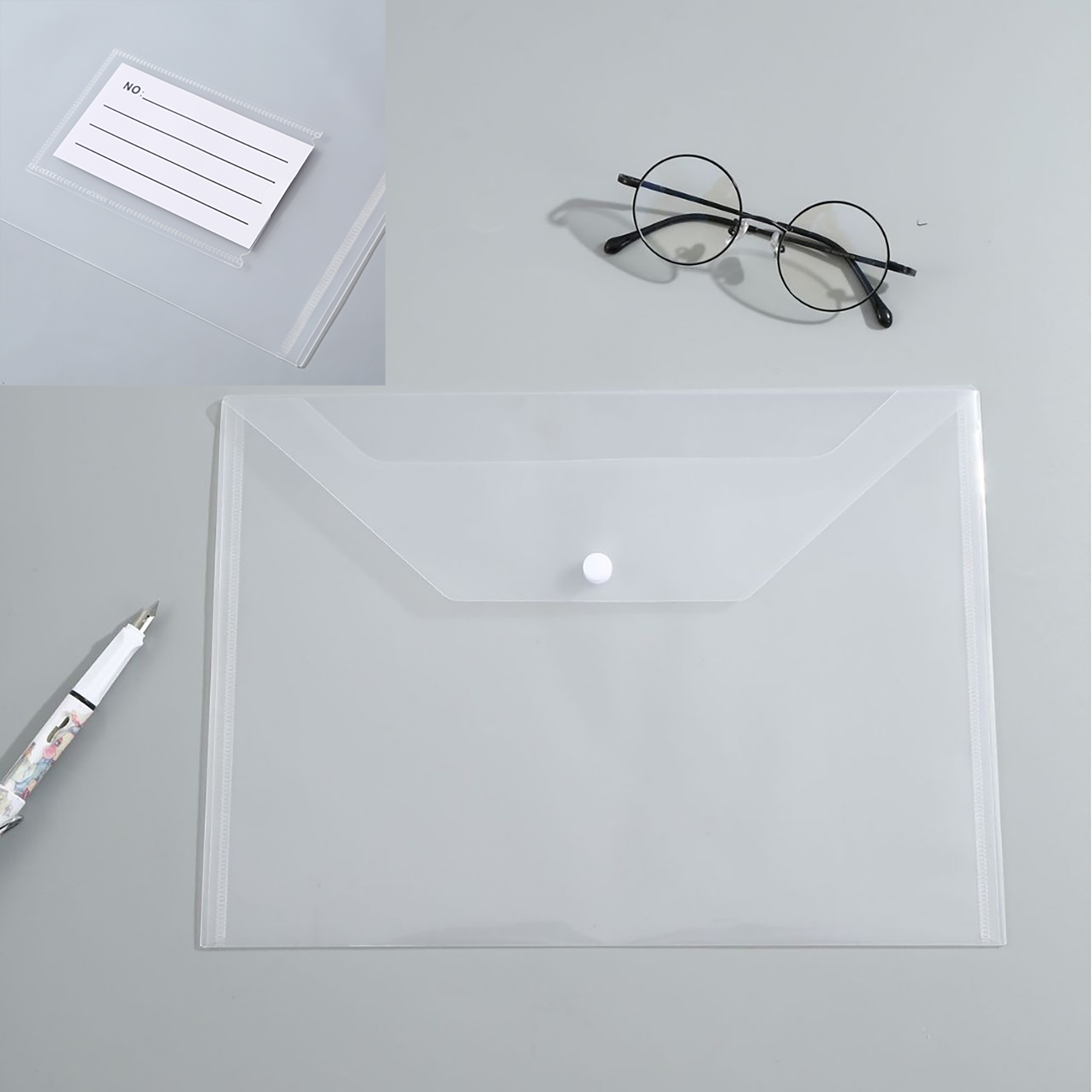 Stylish Transparent PP A4 File Pouch 14