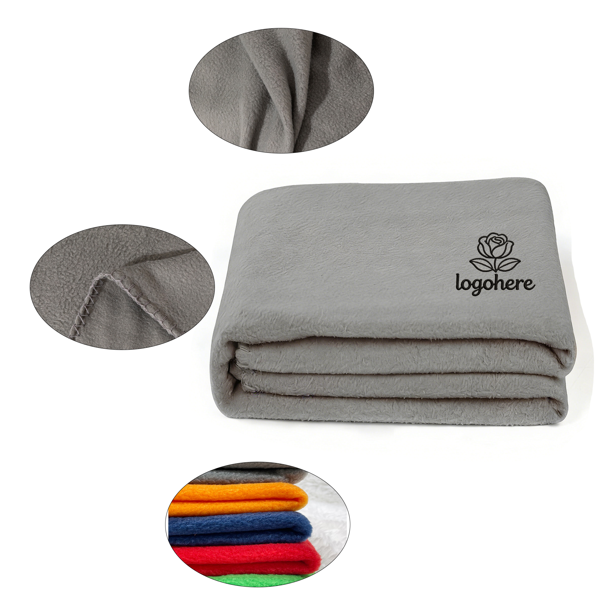 MOQ 20 Soft Warm Fleece Blanket With Embroidery