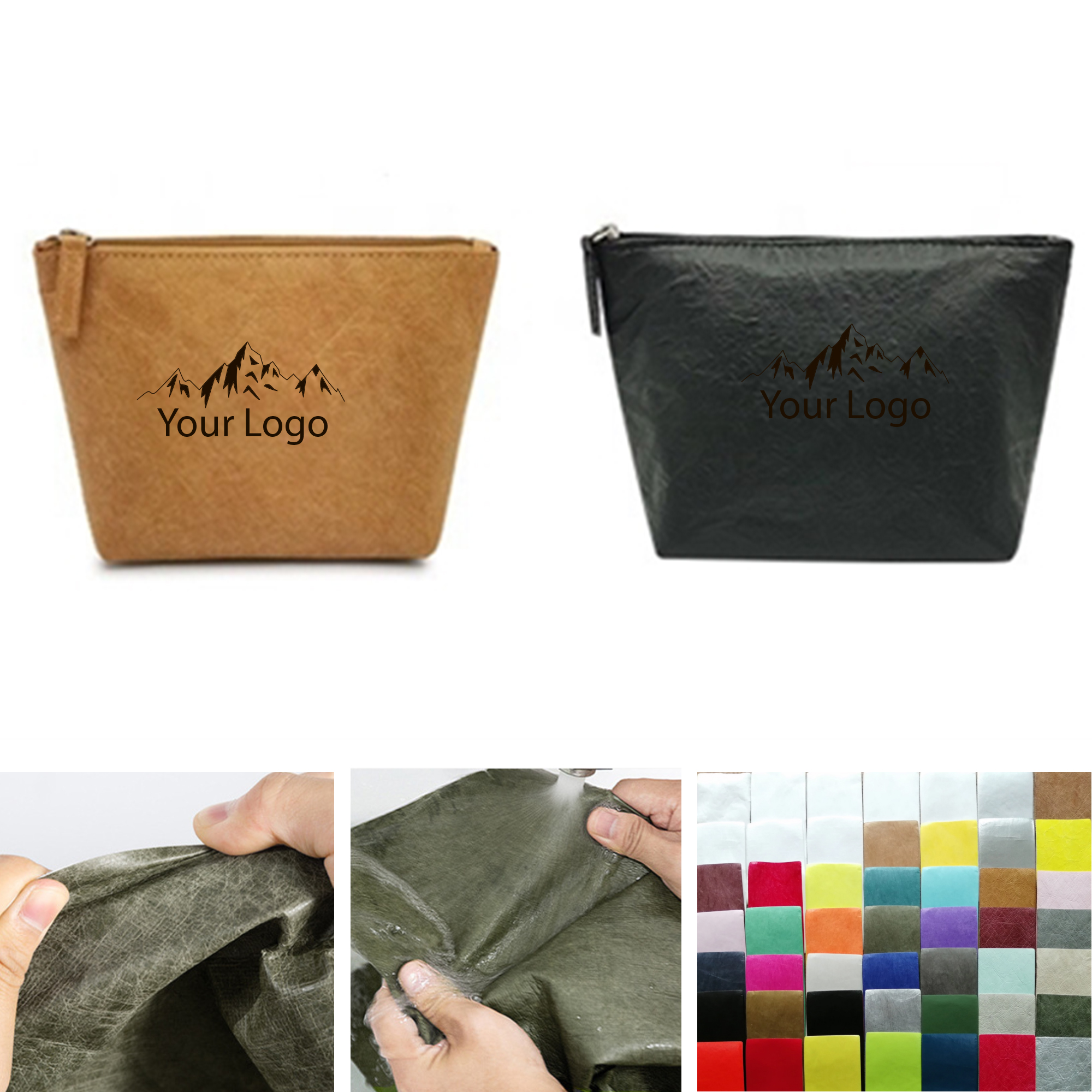 Dupont Paper Zipper Cosmetic Bag Kraft Storage Pouch 4