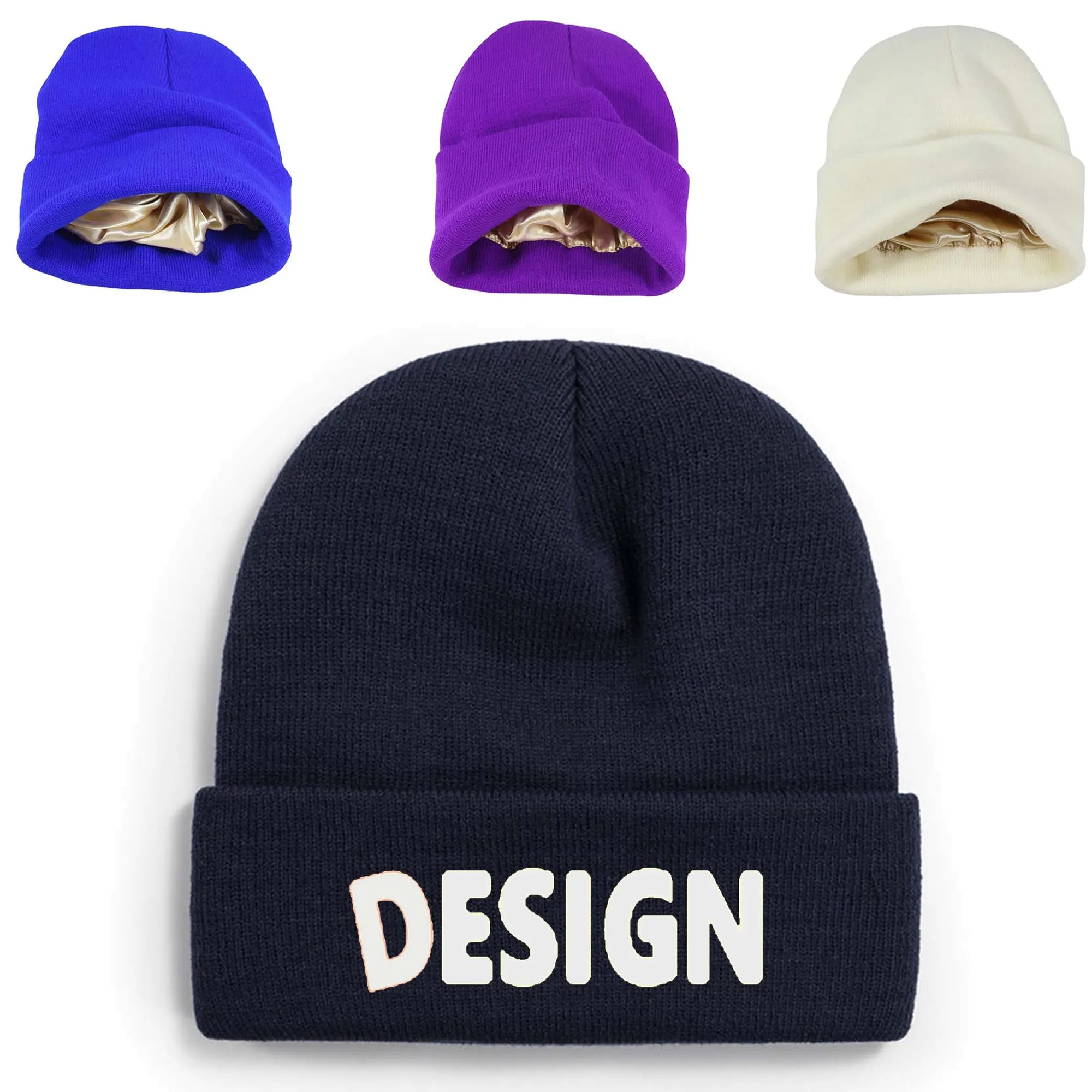 Knitted Beanie Cap with Satin Lining