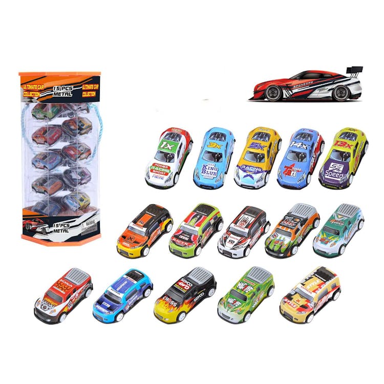 Diecast Racing Cars Tube Set Assorted - 15 Piece 3