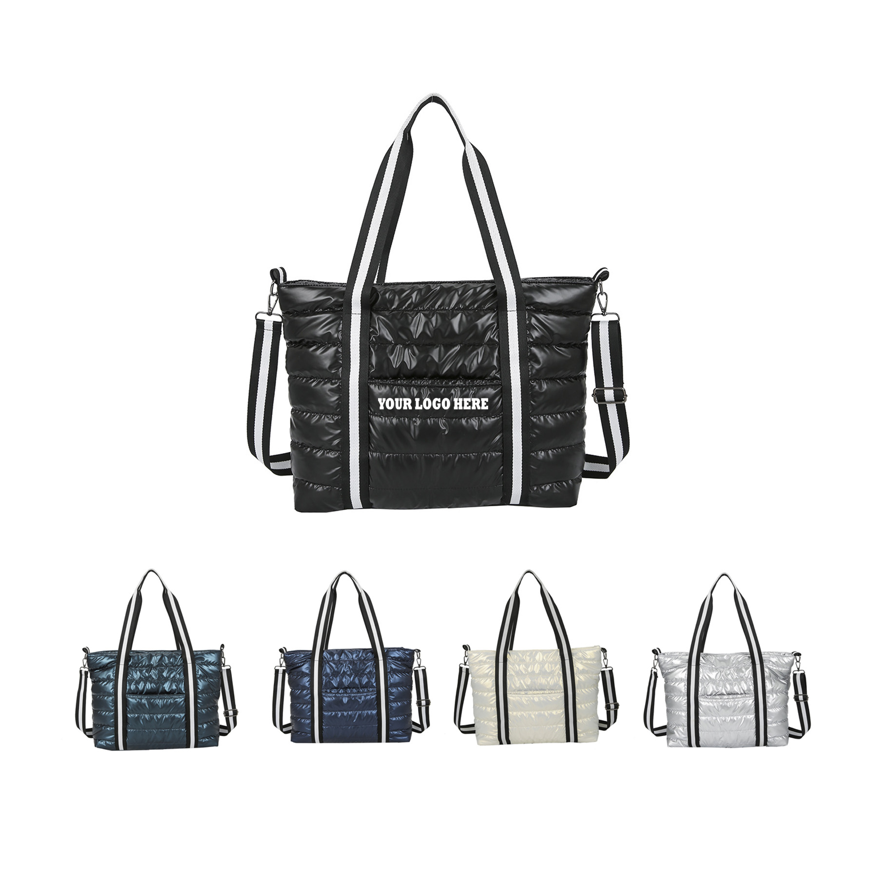 Nylon Tote Bag With Shoulder Strap