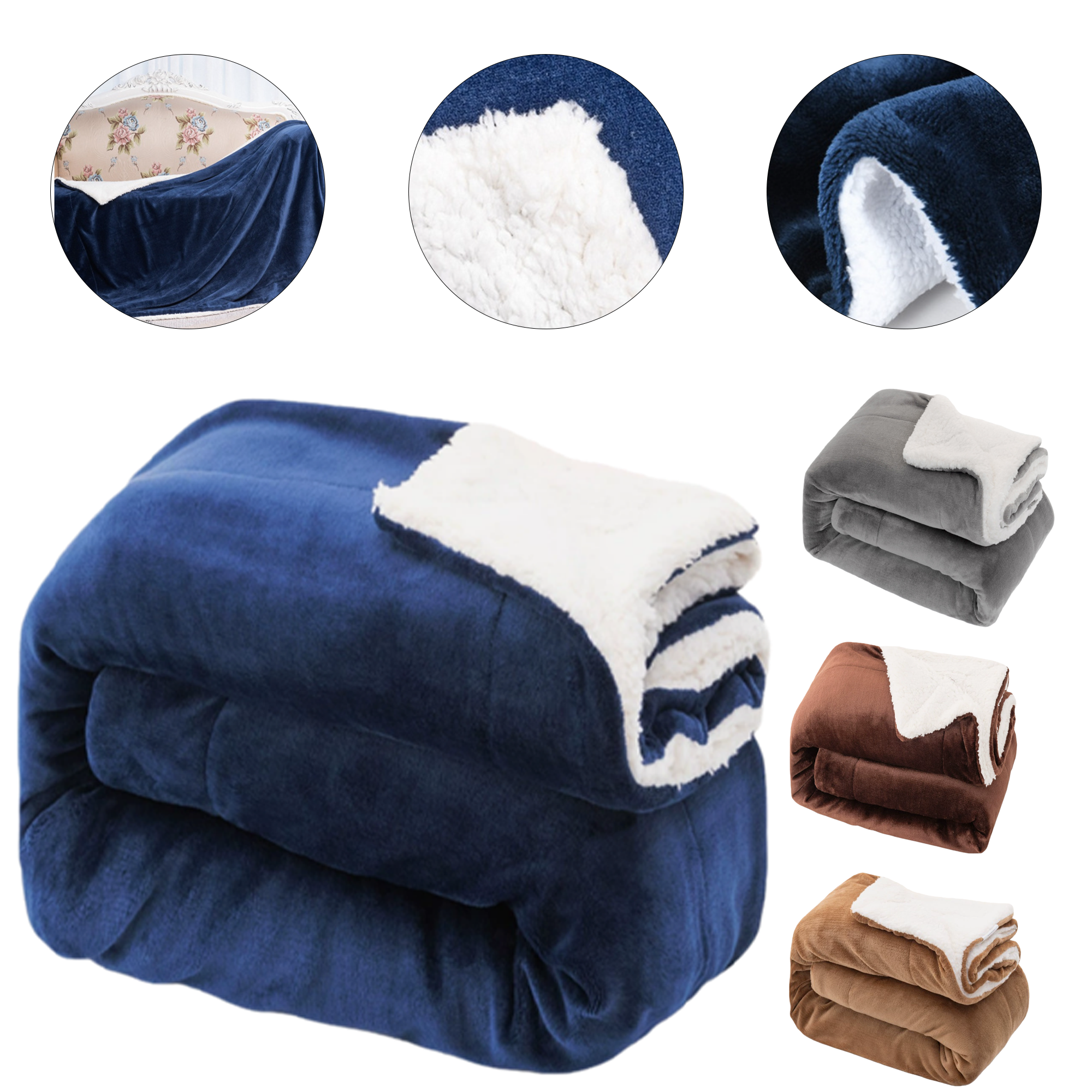 Micro Mink Solid Colors Sherpa 50" x 60" Blanket